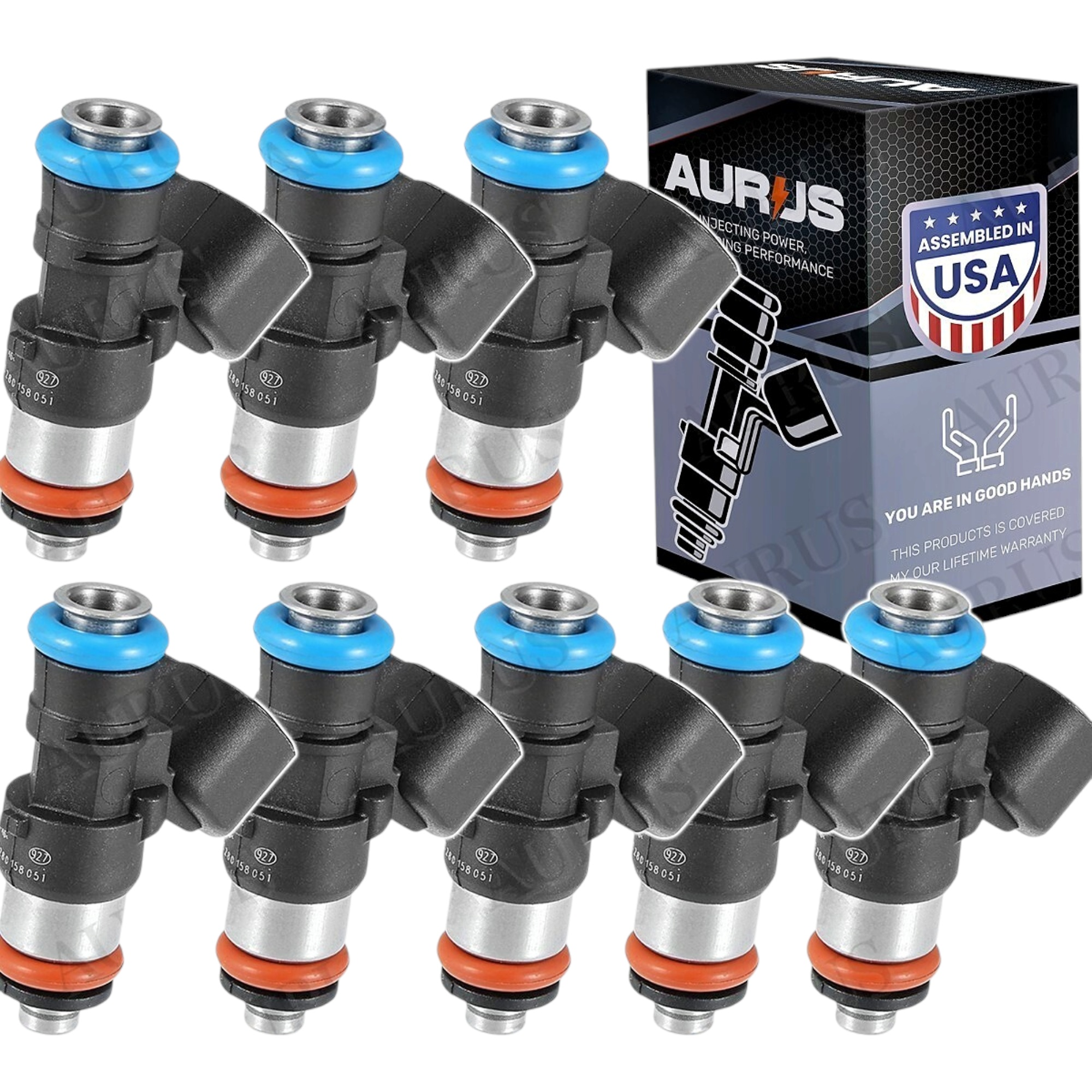 Aurus OEM Set of 8 Fuel Injectors for 2006-2015 Cadillac Pontiac Chevy 7.0L 6.0 6.2L 0280158051