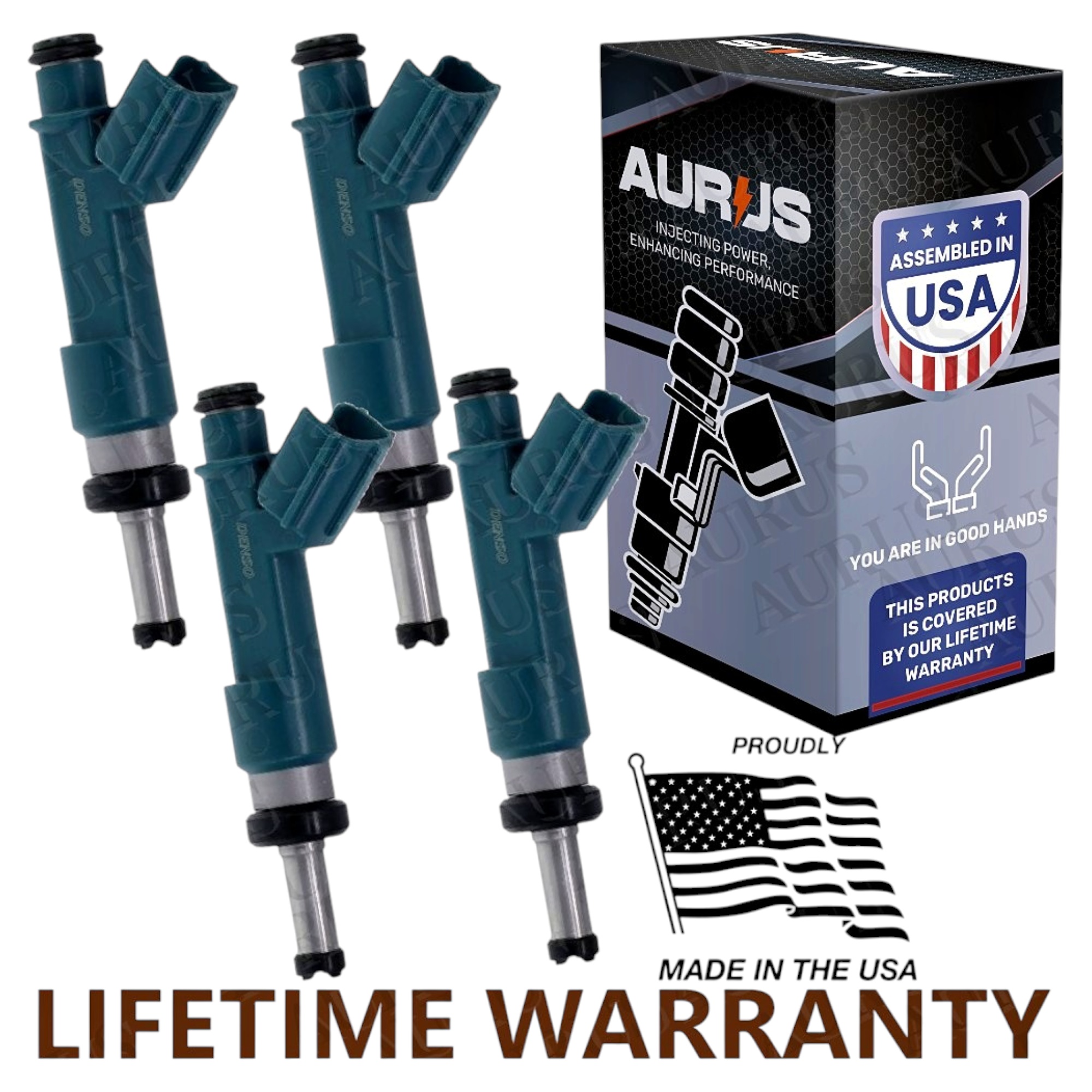 Aurus OEM Set of 4 Fuel Injectors for 2010-2015 Toyota Prius Lexus CT200h 1.8L I4 HYBRID 23250-37021