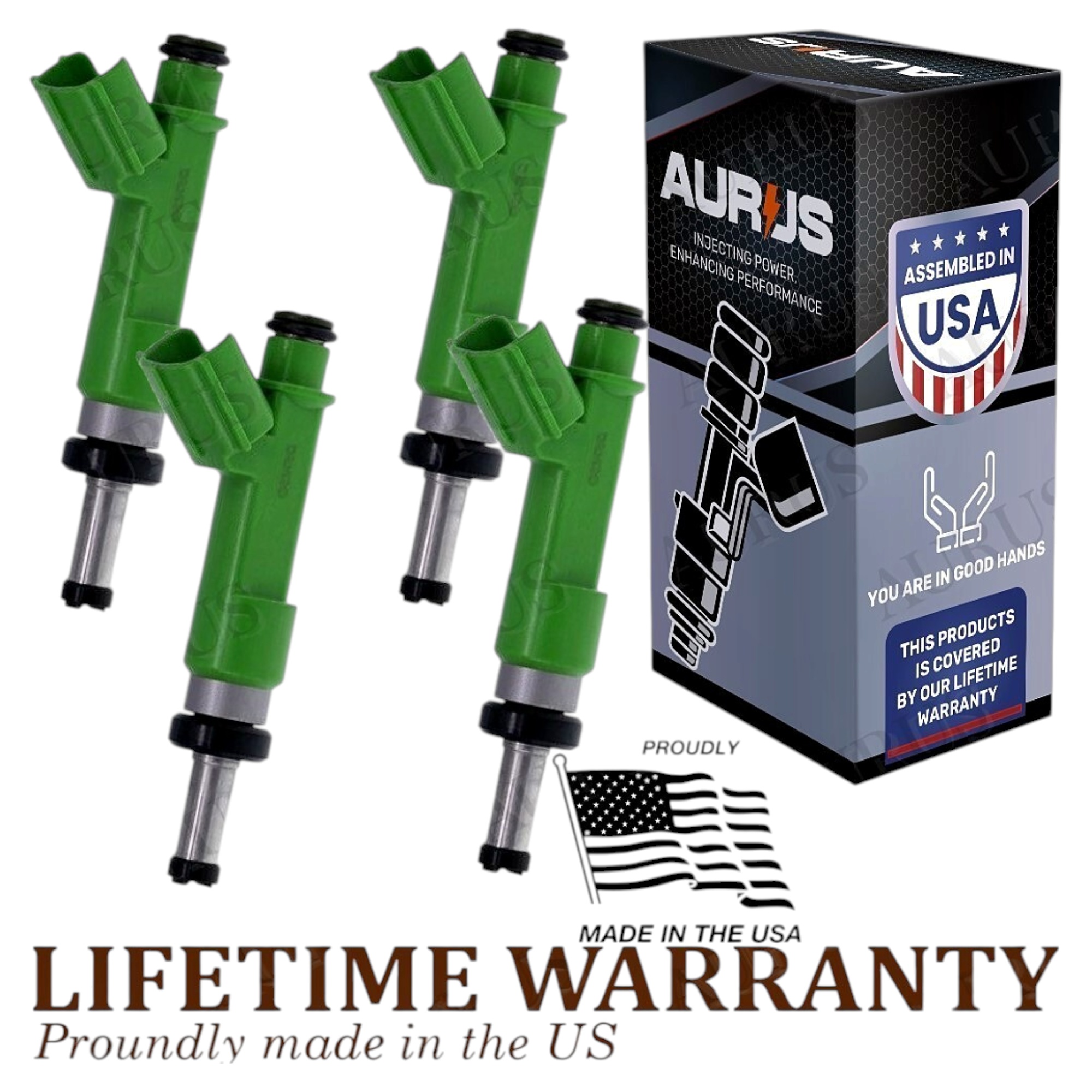 Aurus OEM Set of 4 Fuel Injectors for 2009-2019 Toyota Camry RAV4 Highlander Venza Avalon 23250-0V010
