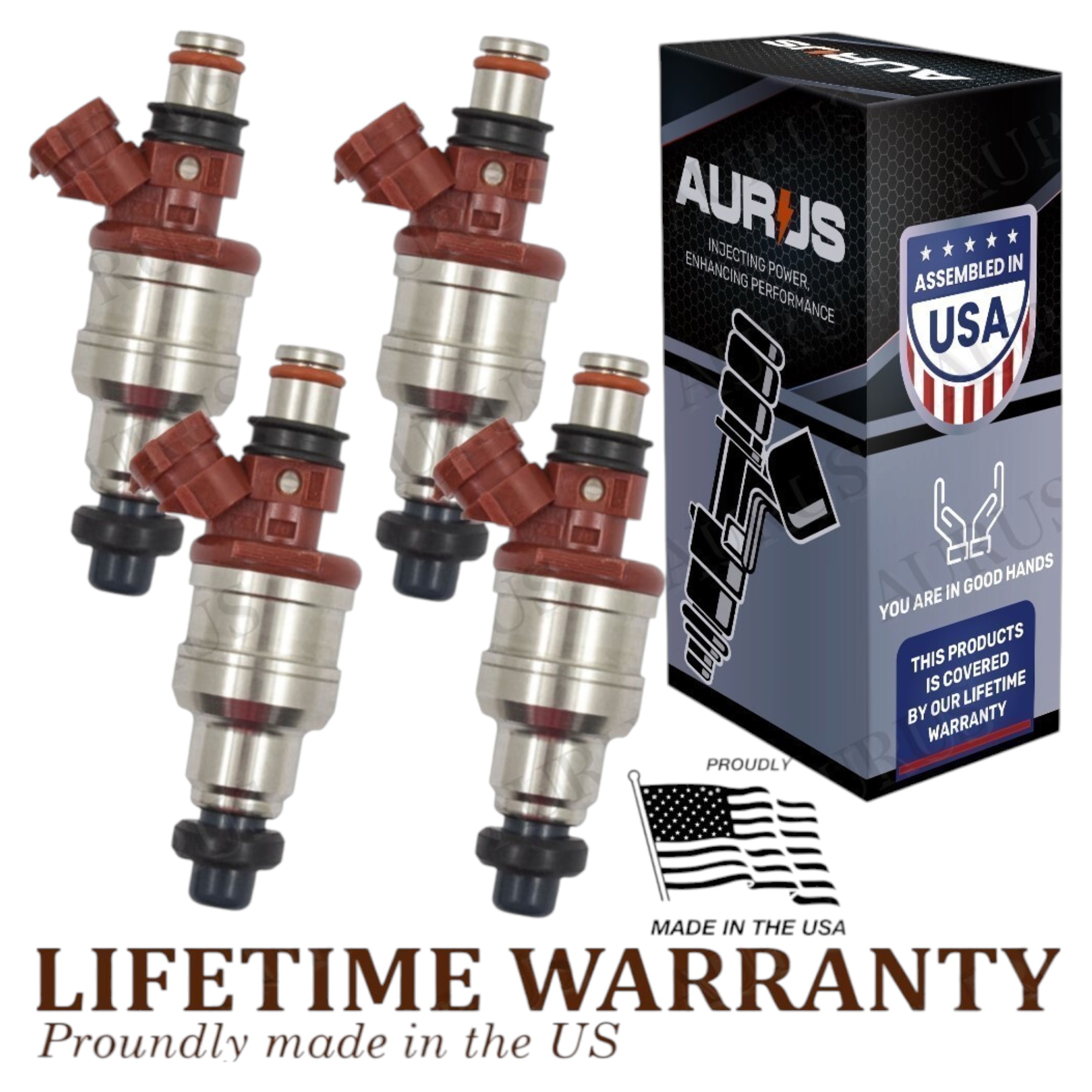 Aurus OEM Set of 4 Fuel Injectors for 1989-1995 Toyota PICKUP 4RUNNER 2.4L 23250-35040