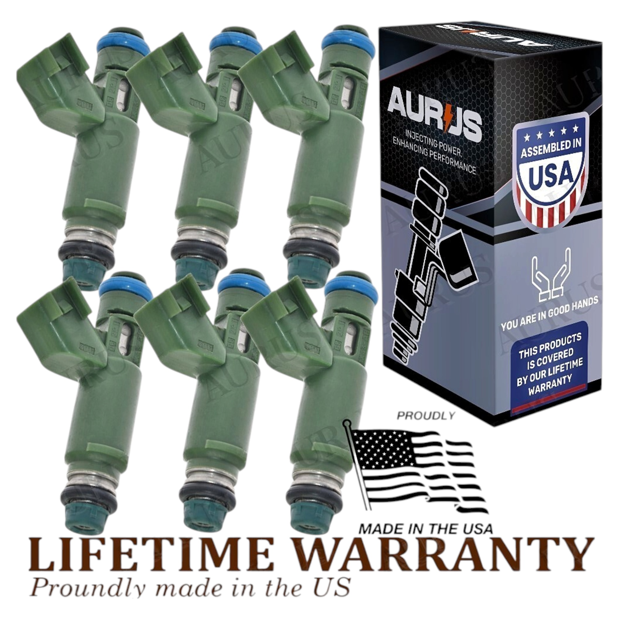 Aurus OEM Set of 6 Fuel Injectors for 2002-2008 JAGUAR X-TYPE 2.5L 3.0L V6 1X43-AB