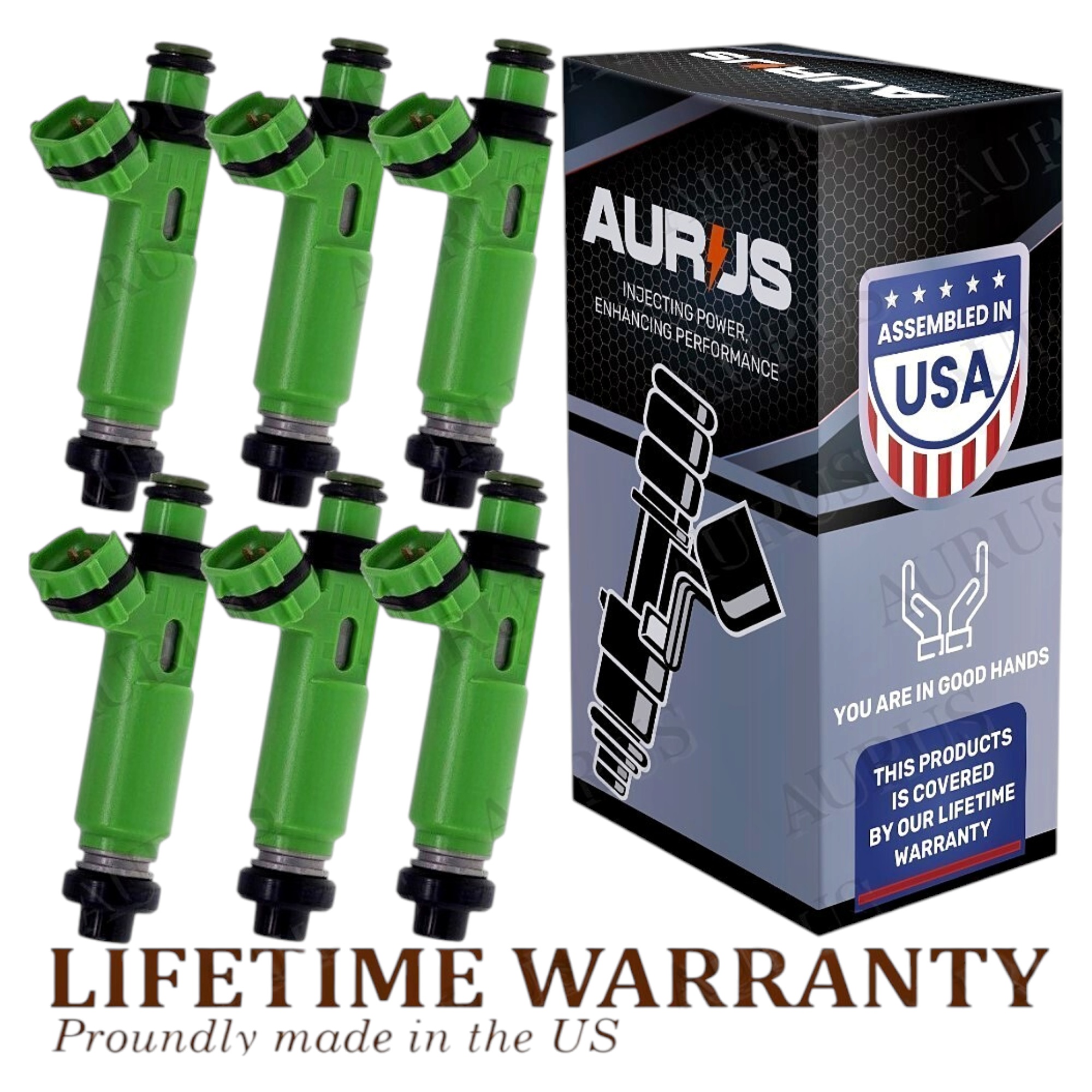 Aurus OEM Set of 6 Fuel Injectors for 1997-2003 Mitsubishi Montero Sport 3.0 V6 195500-3170 — view 1