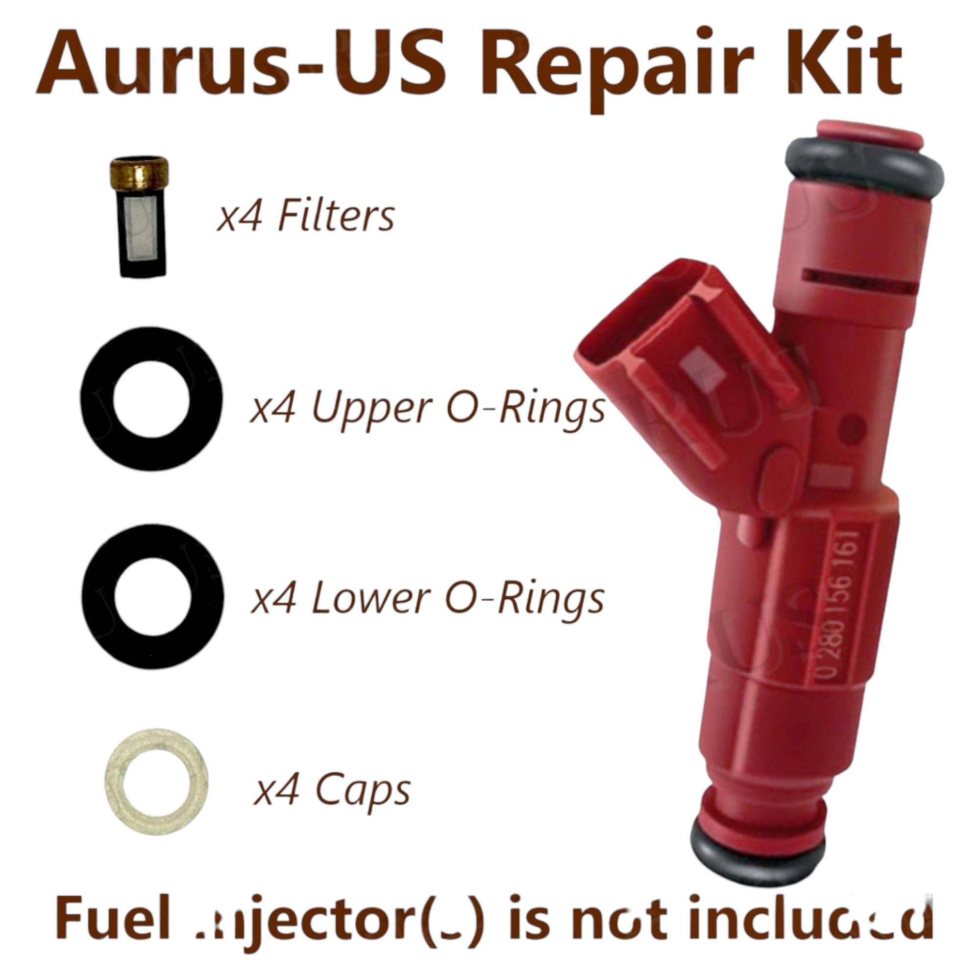 Aurus OEM Set of 4 Fuel Injector Repair Kits for 2003-2009 Mercury Milan Ford Focus Fusion 2.0 2.3 I4 0280156161