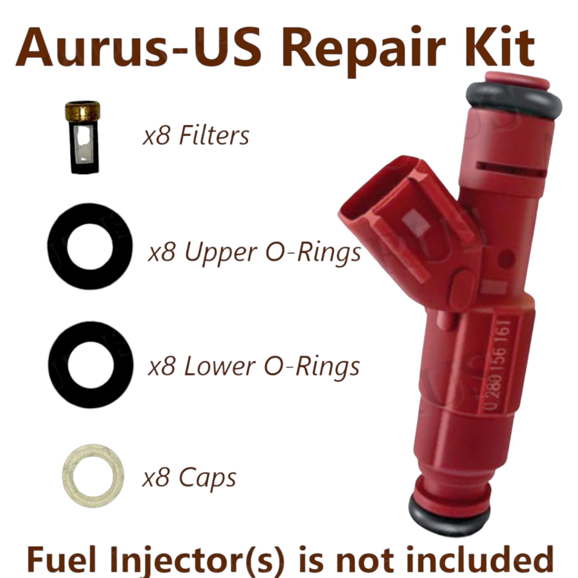 Aurus OEM Set of 8 Fuel Injector Repair Kits for 2000-2003 Dodge Durango Ram 1500 2500 3500 VAN 5.2L 0280156161