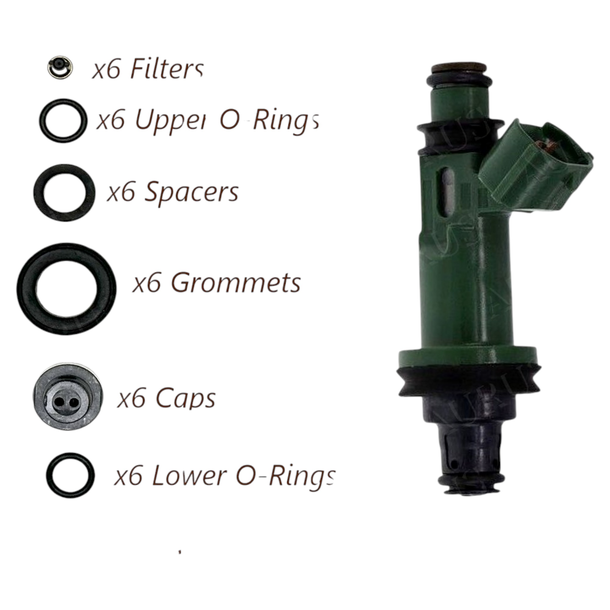 Aurus OEM Set of 6 Fuel Injector Repair Kits for 2001-2004 Subaru Outback 3.0 H6 195500-3400