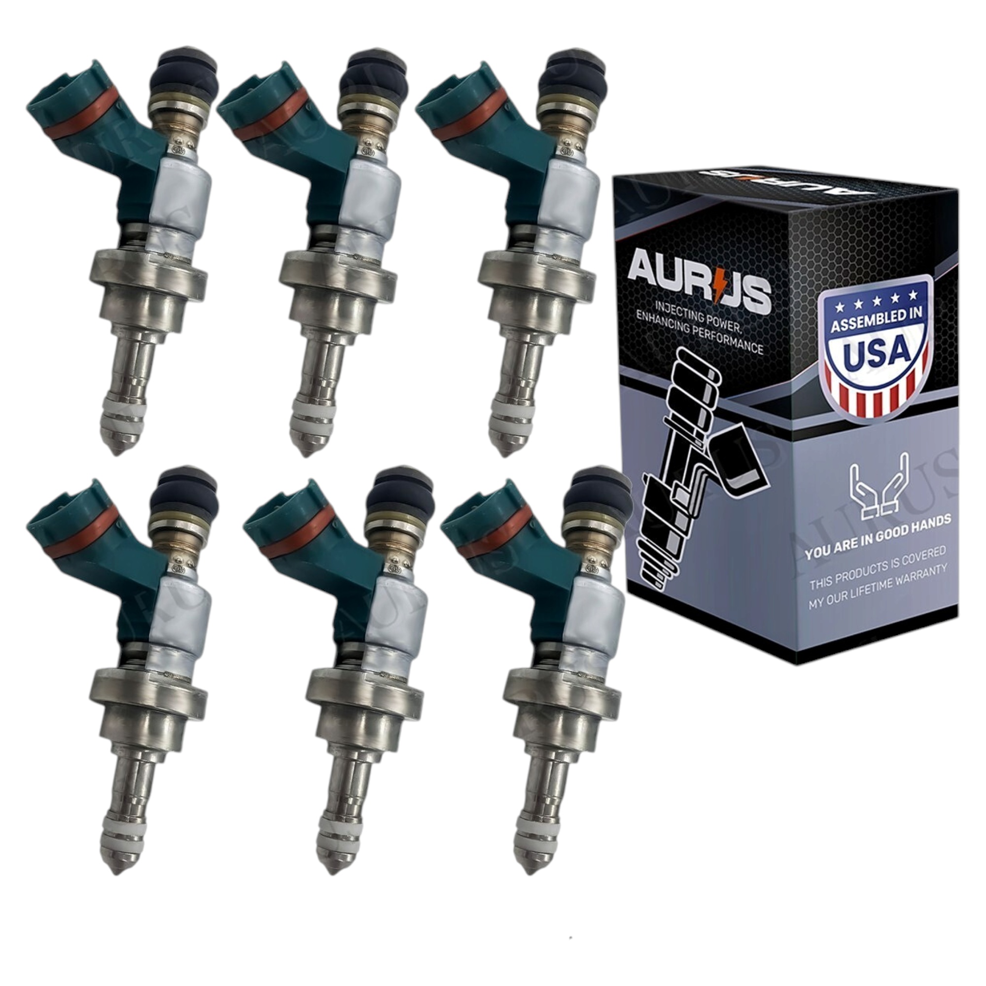 Aurus OEM Set of 6 Fuel Injectors for 2006-2015 Lexus IS250 GS300 2.5L V6 3.0L V6 23250-31020 — view 1