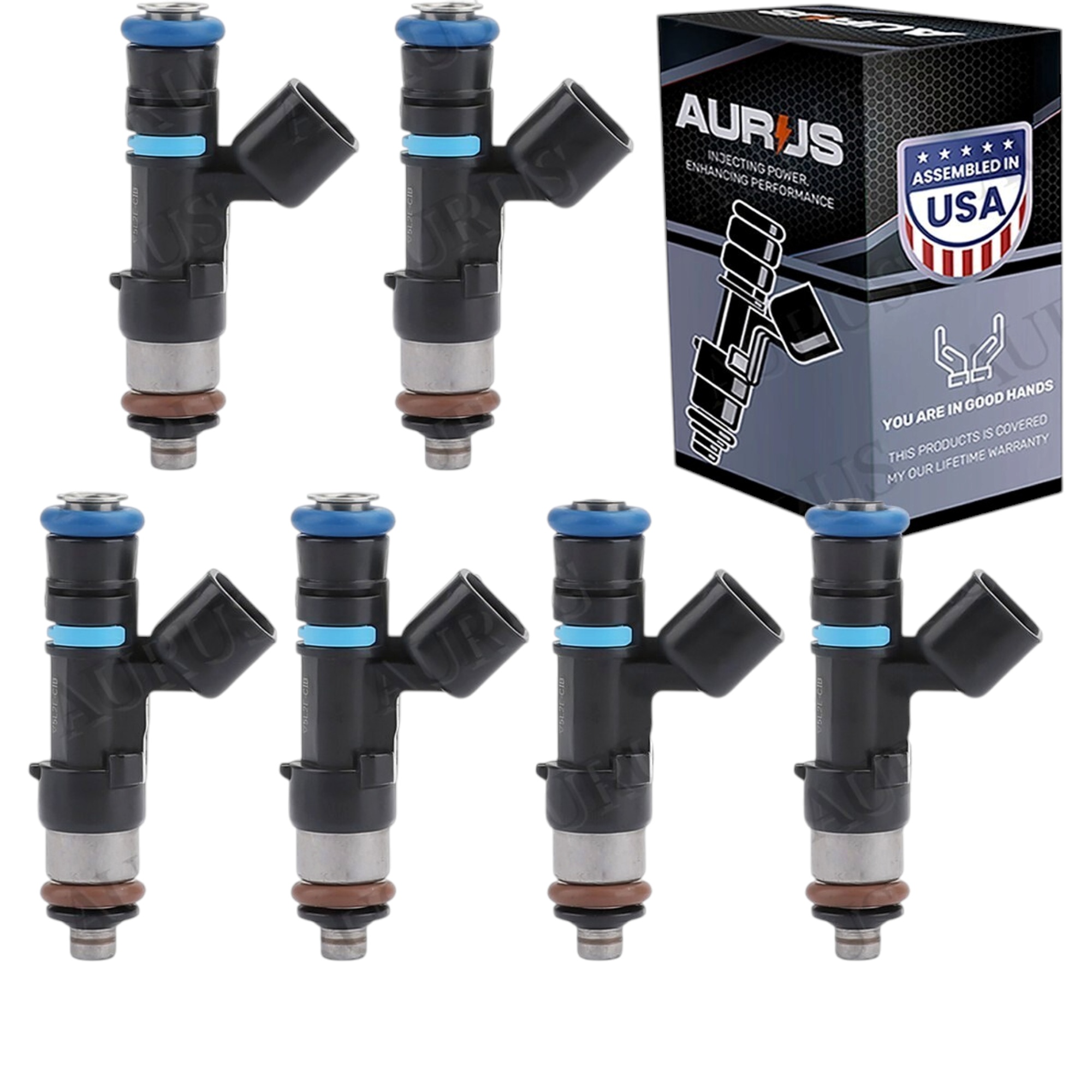 Aurus OEM Set of 6 Fuel Injectors for 2005-2011 Land Rover Ford Mazda Mercury0280158055