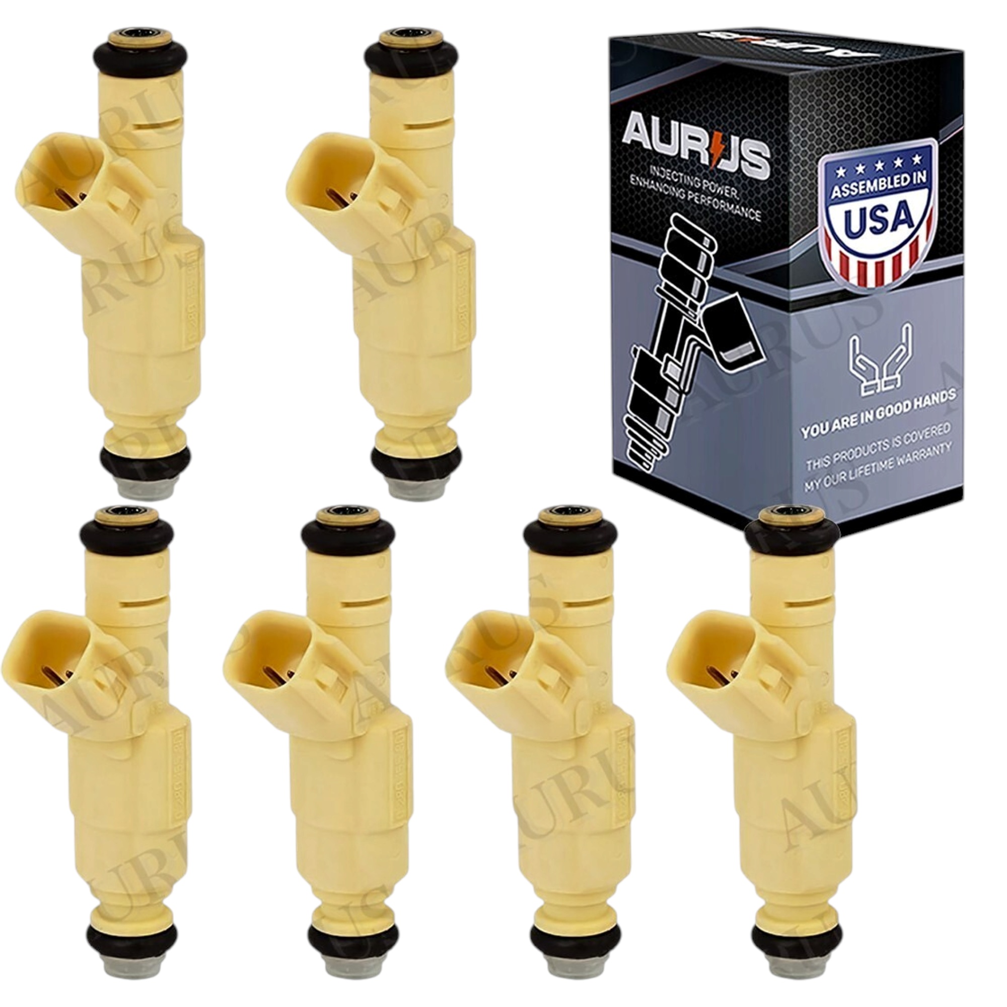 Aurus OEM Set of 6 Fuel Injectors for 2000-2002 Mazda MPV Mercury Cougar 2.5L V6 0280155861