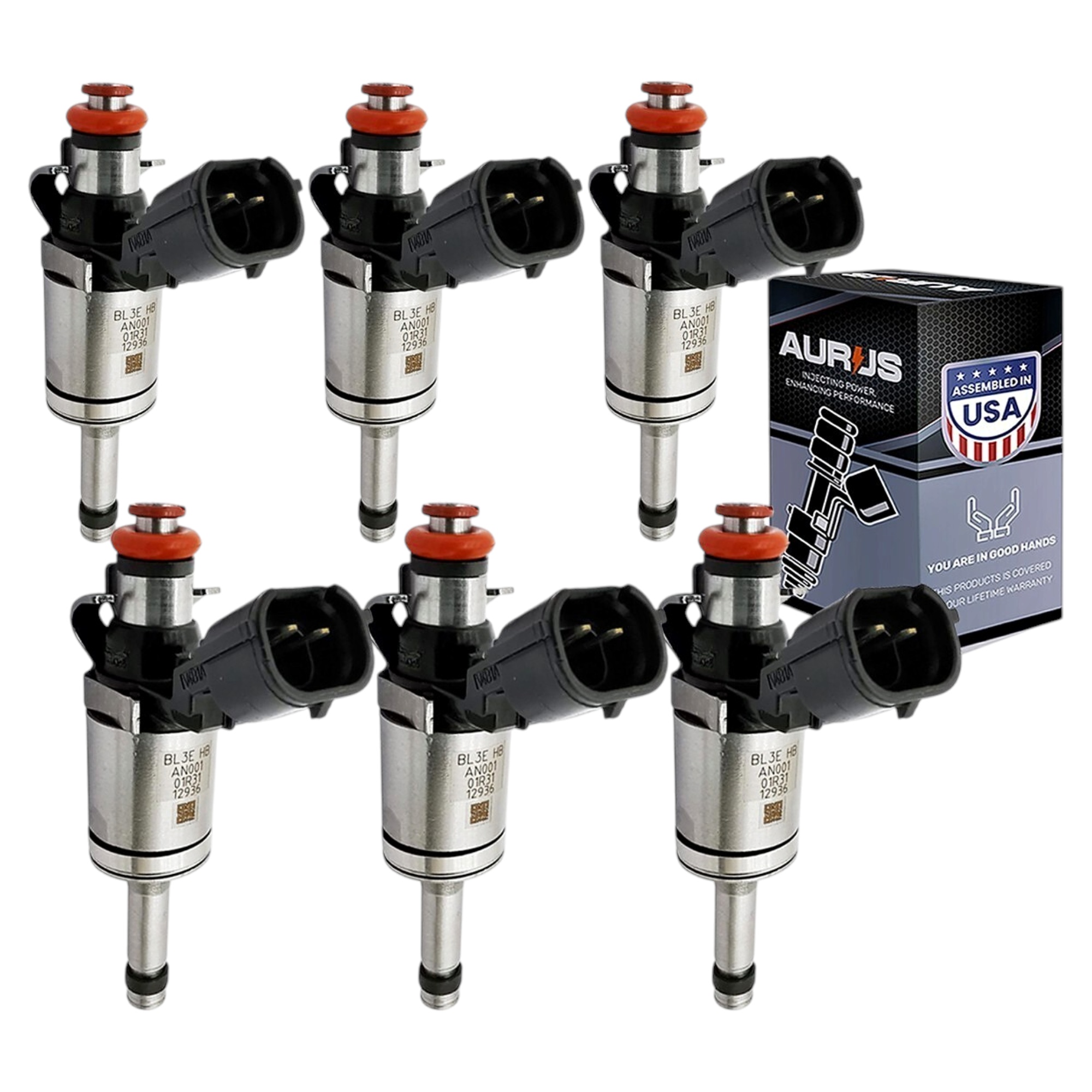 Aurus OEM Set of 6 Fuel Injectors 2011-2019 Ford Transit Lincoln Navigator Expedition BL3E-HB