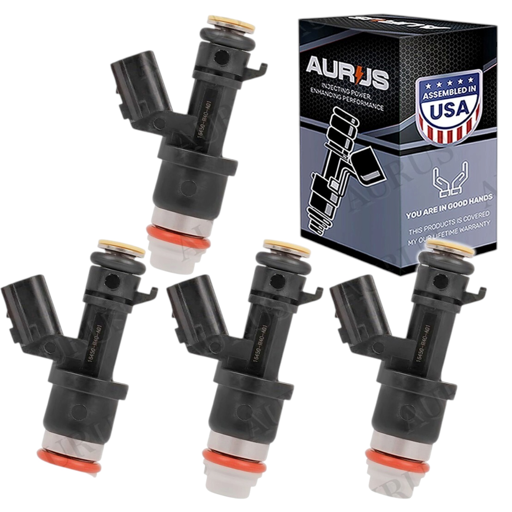 Aurus OEM Set of 4 Fuel Injectors for SIVIC Si, ACCORD, CR-V, Acura TSX, ILX 2.4L 16450-R40-A01