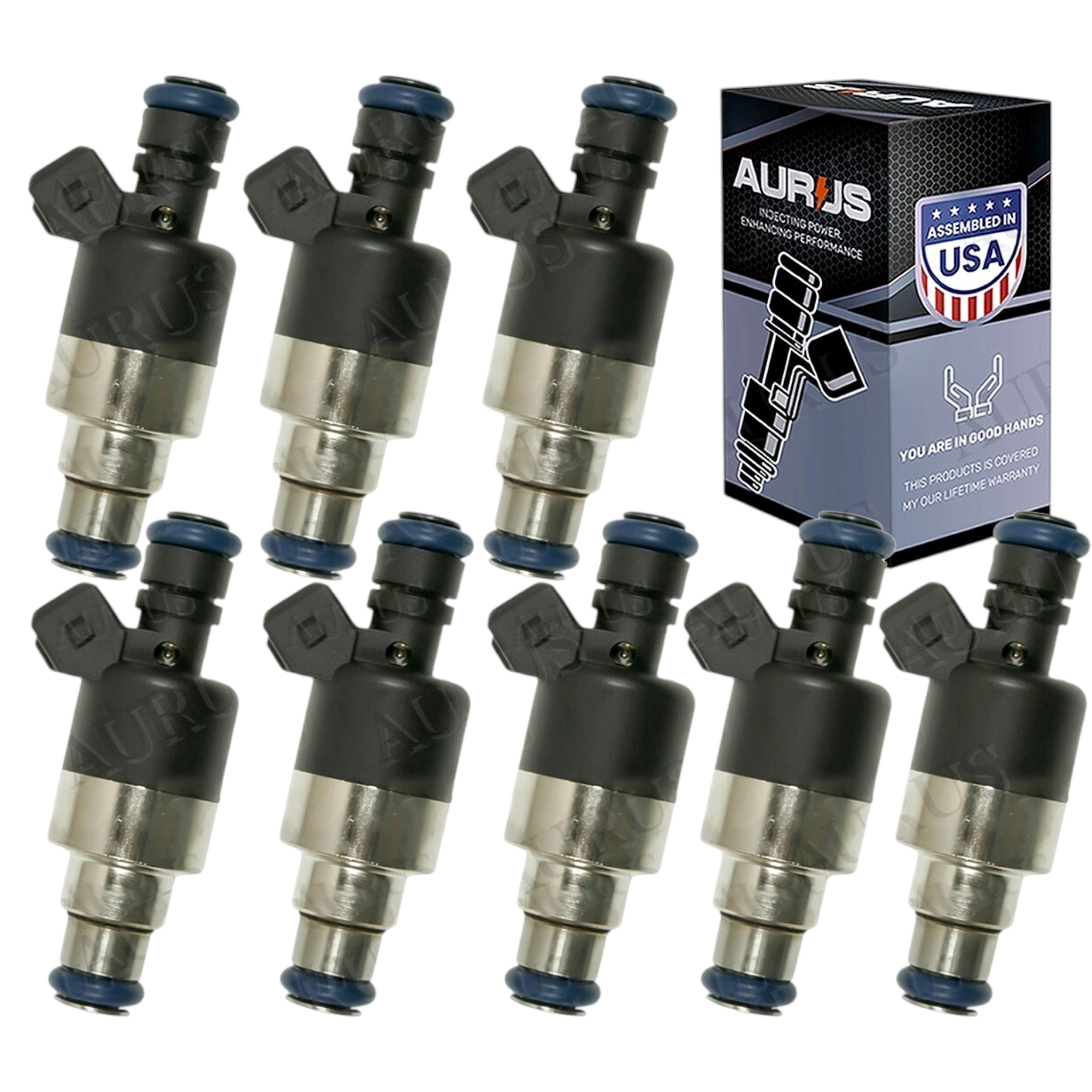 Aurus OEM Set of 8 Fuel Injectors for 1996-2000 Chevrolet GMC 7.4L V8 17109596