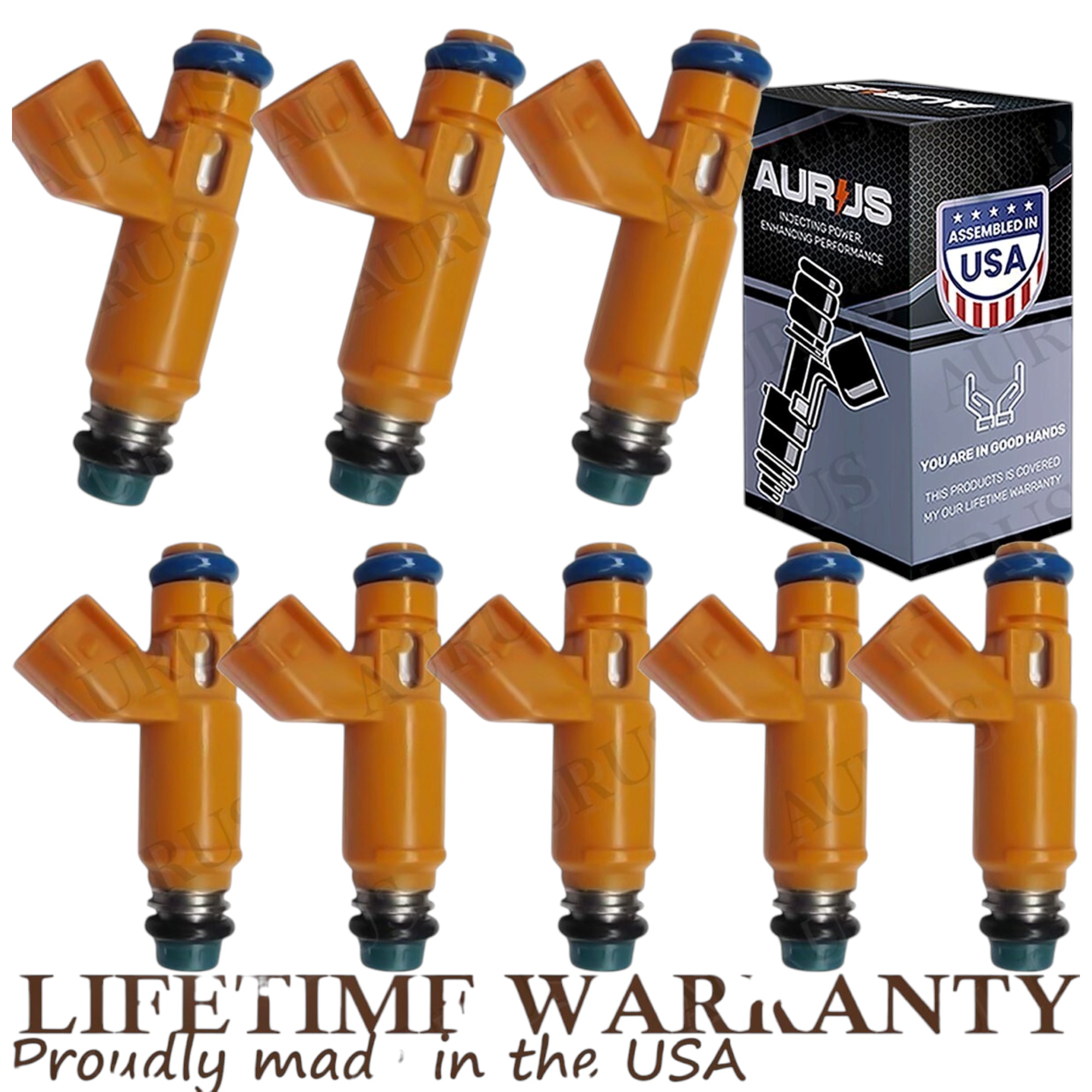 Aurus OEM Set of 8 Fuel Injectors for 2003-2009 LR3 Range Rover Jaguar S-Type XK8 XJ8 2W93-AA