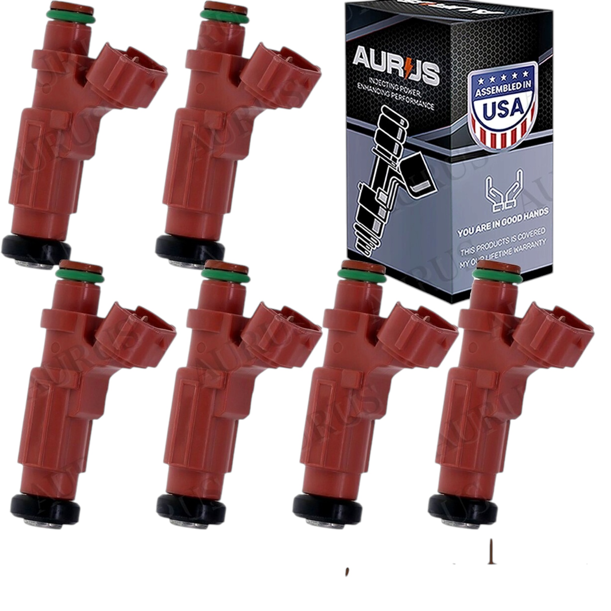 Aurus OEM Set of 6 Fuel Injectors for 2004-2011 Mitsubishi Eclipse Endeavor 3.8L V6 HDB305F