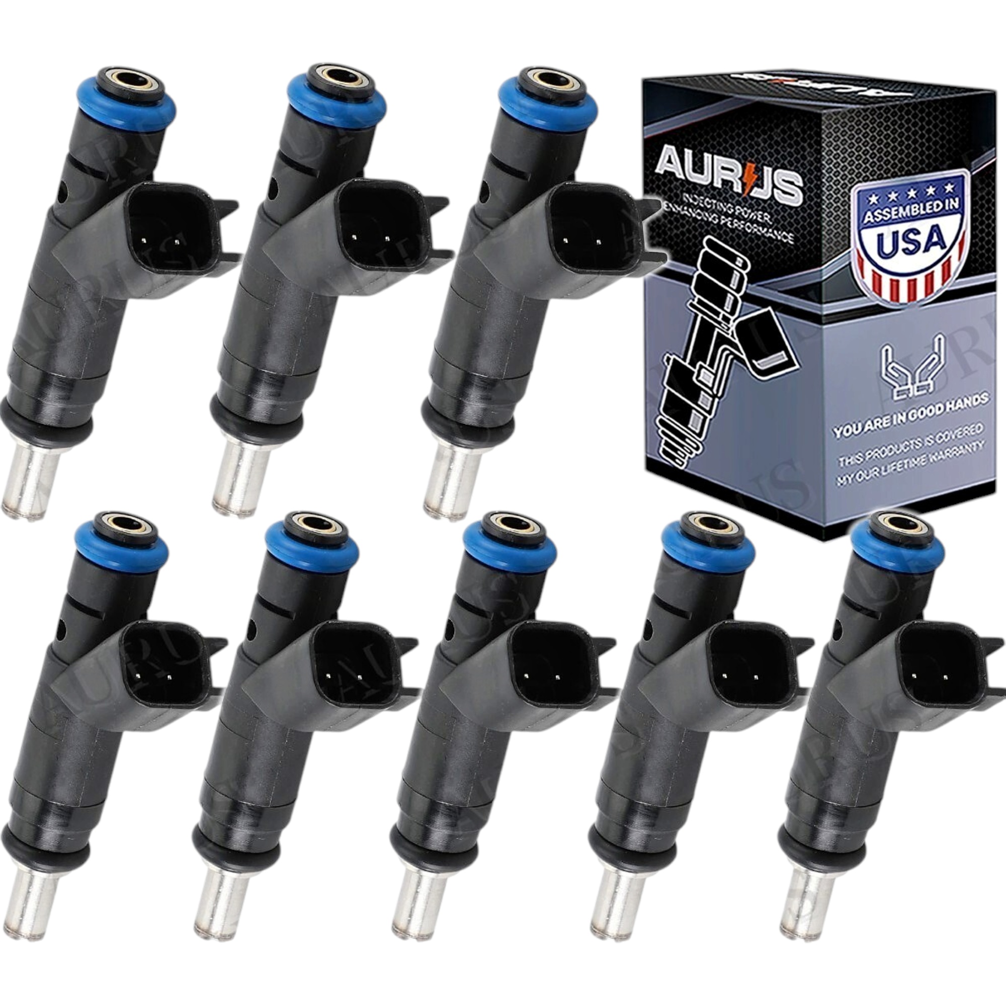 Aurus OEM Set of 8 Fuel Injectors for 2008-2013 Jeep Ram Dodge Chrysler 4.7L 04591851AA