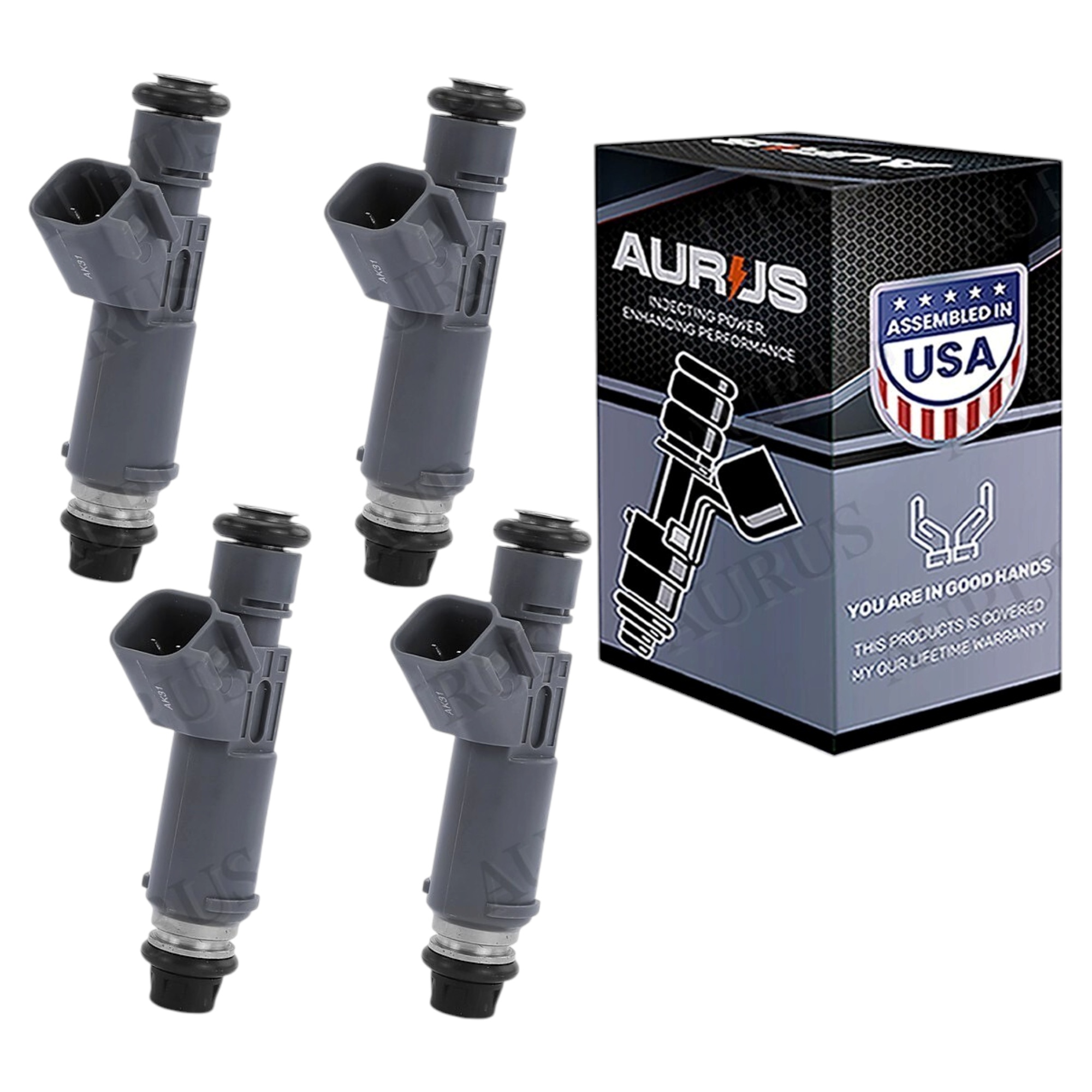 Aurus OEM Set of 4 Fuel Injectors for 2005-2007 Pontiac Chevy Saturn 2.4L I4 12582704