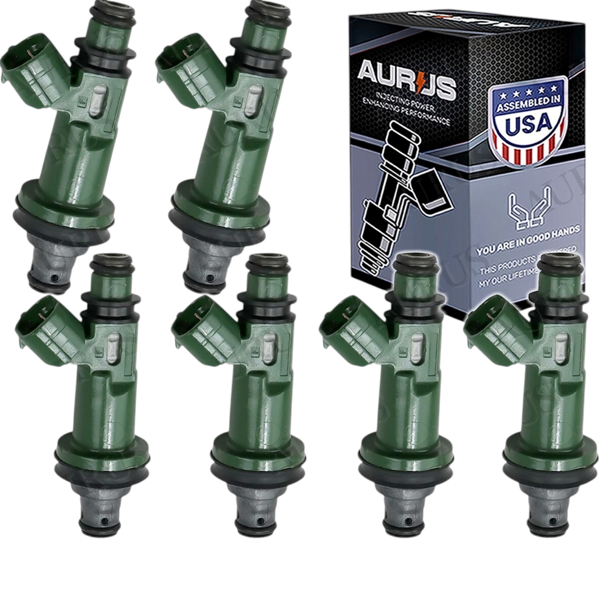 Aurus OEM Set of 6 Fuel Injectors for 2001-2004 Subaru Outback 3.0 H6 195500-3400