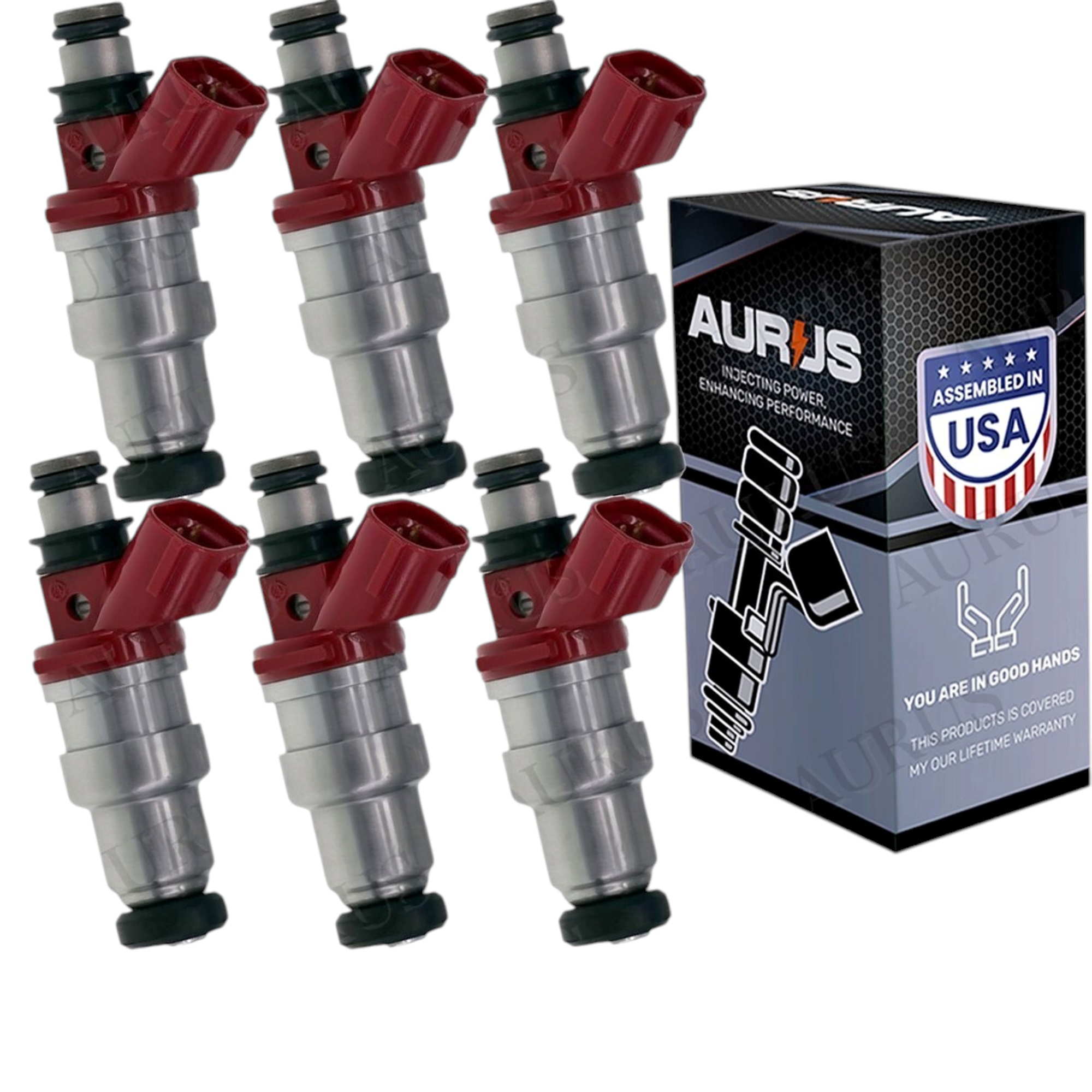 Aurus OEM Set of 6 Fuel Injectors for 1988-1991 Toyota Lexus ES250 2.5 V6 23250-62020