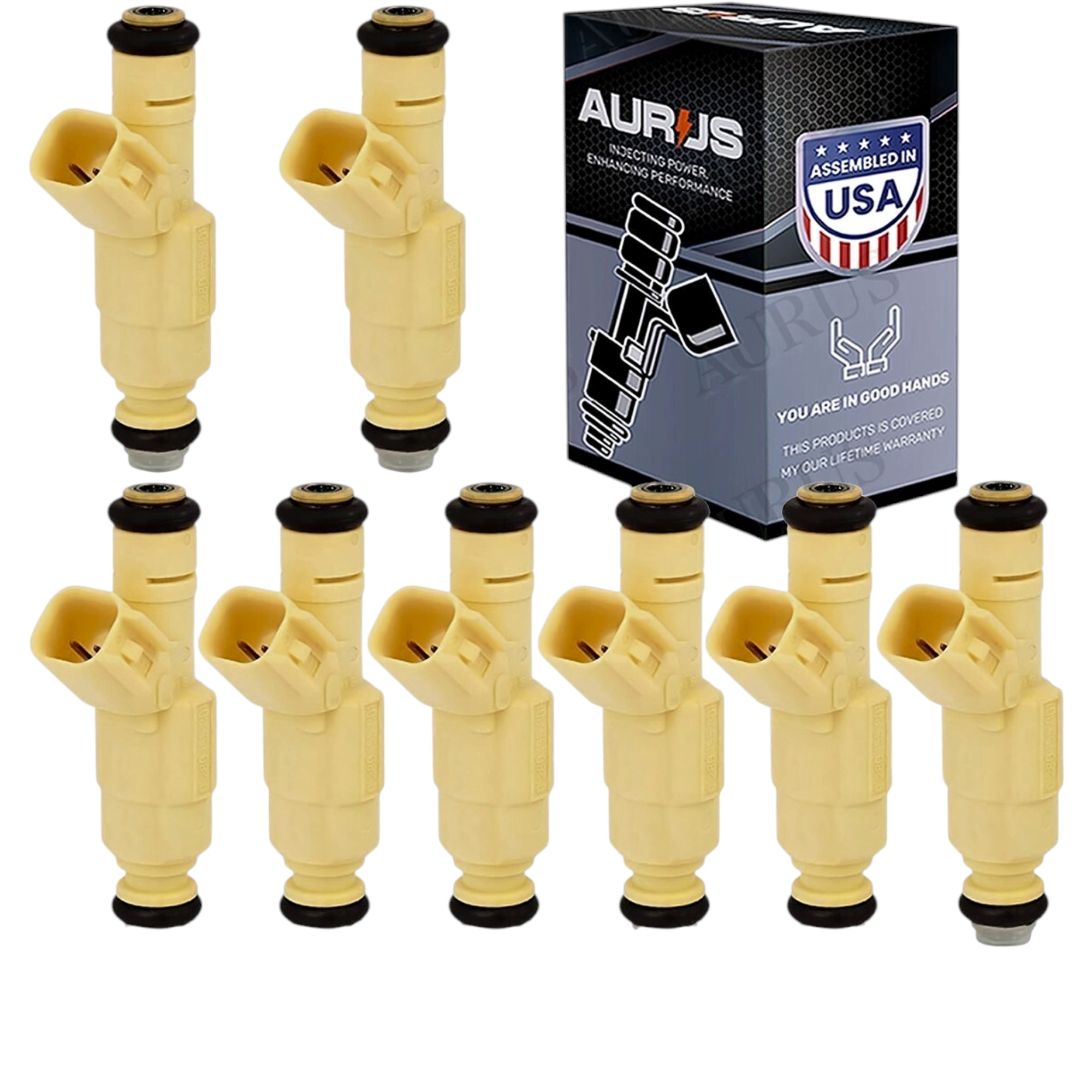 Aurus OEM Set of 8 Fuel Injectors for 1999-2001 Ford Explorer Mercury Mountaineer 5.0L 0280155861