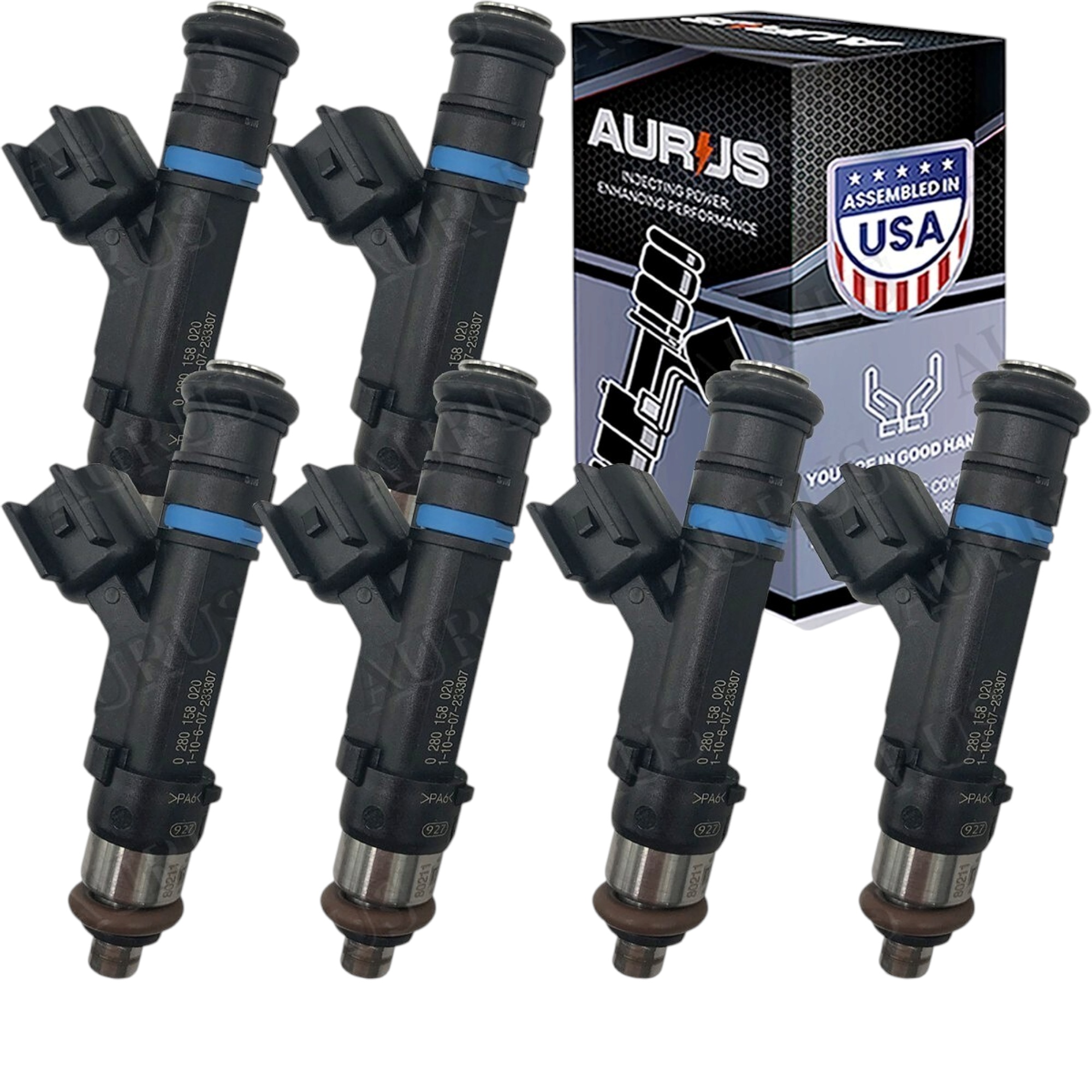 Aurus OEM Set of 6 Fuel Injectors for 2004-2012 Dodge Ram Dakota Jeep Mitsubishi 3.7L V6 0280158020