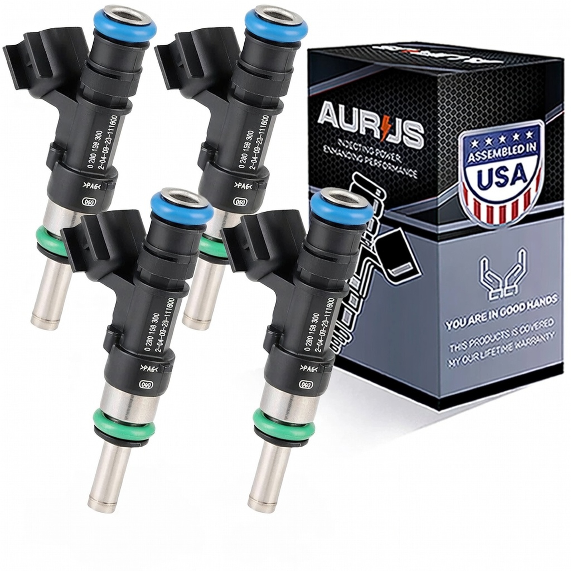 Aurus OEM Set of 4 Fuel Injectors for 2012-2020 Fiat 124 500L X Jeep Renegade Dodge Dart 0280158300