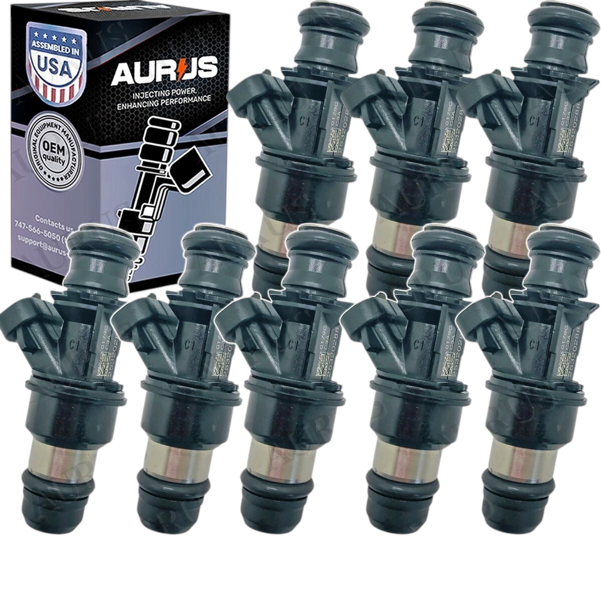 Aurus OEM Set of 8 Fuel Injectors for 2000 Chevrolet Silverado GMC Yukon 6.0L 4hole 25320288