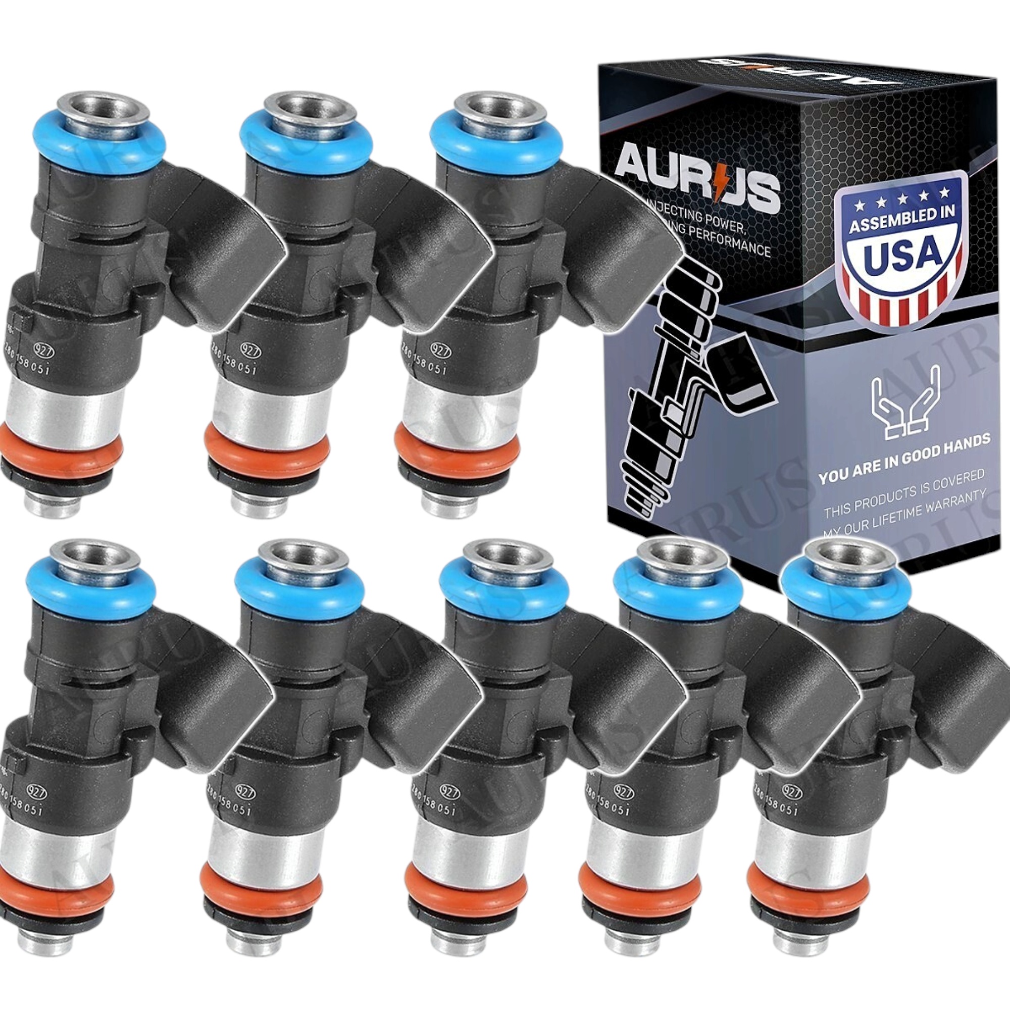 Aurus OEM Set of 8 Fuel Injectors for 2014-2015 Chevrolet Camaro 7.0L V8 0280158051