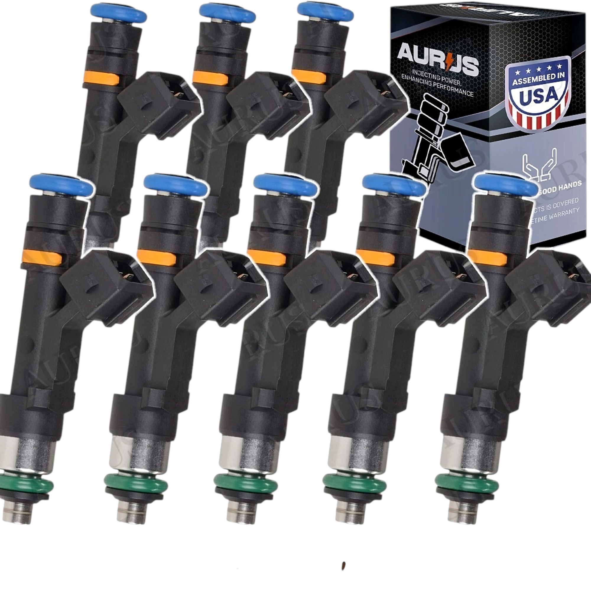 Aurus OEM Set of 8 Fuel Injectors for 2003 2004 2005 Ford Excursion 5.4L 0280158044 — view 1