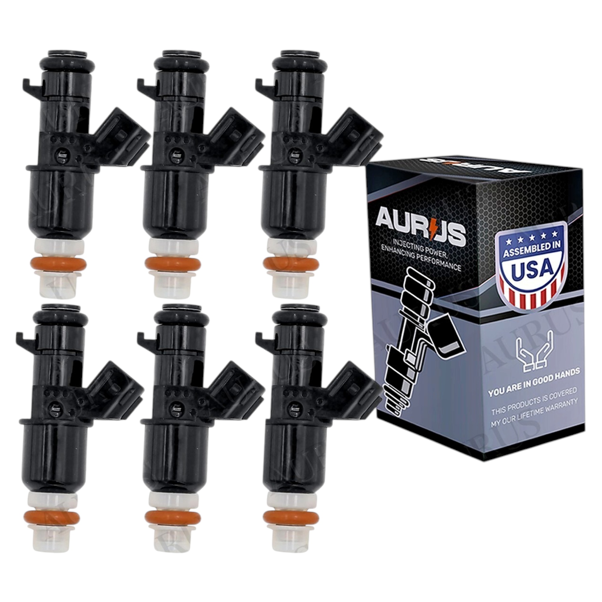 Aurus OEM Set of 6 Fuel Injectors for 2011 2012 2013 2014 Honda Ridgeline 3.5L V6 16450-PWA-006