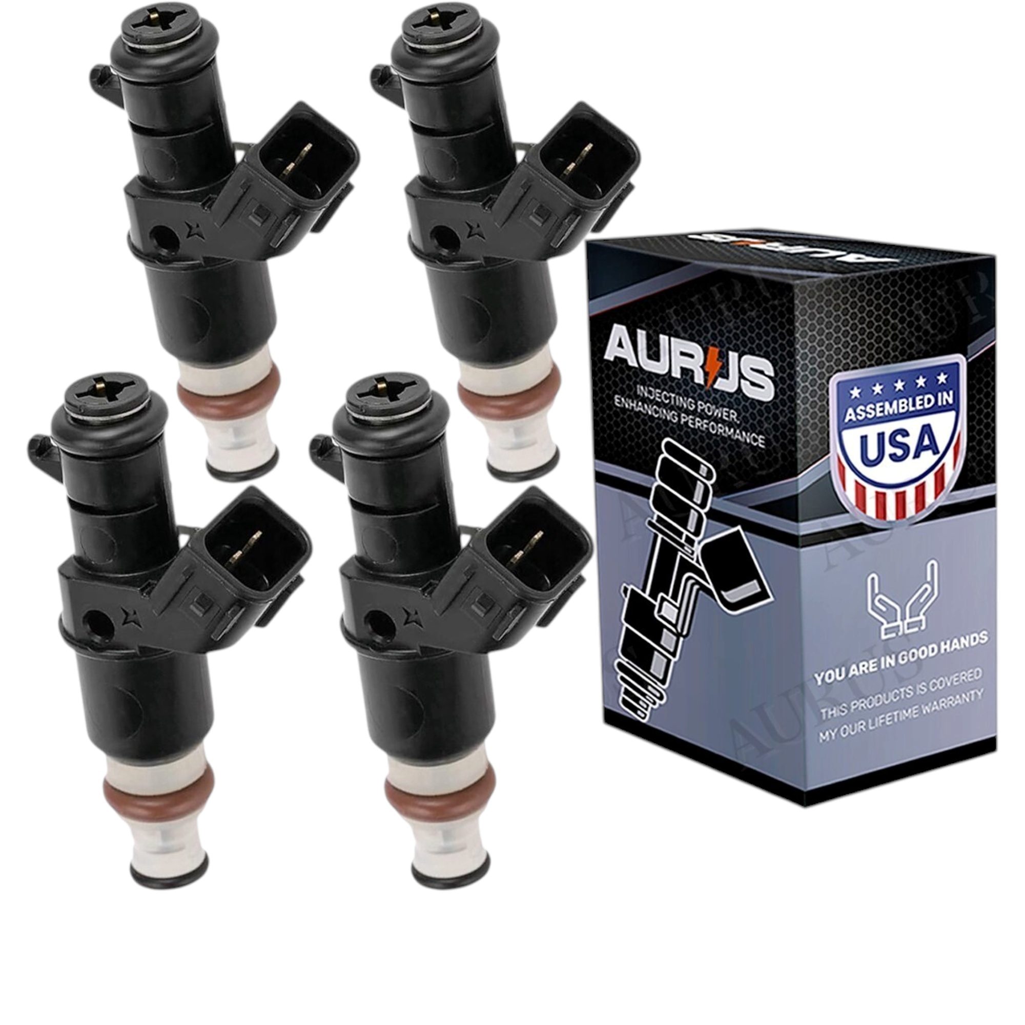 Aurus OEM Set of 4 Fuel Injectors for 2005 2006 2007 2008 2009 Honda CR-V 2.4L I4 16450-RAA-A01 — view 1