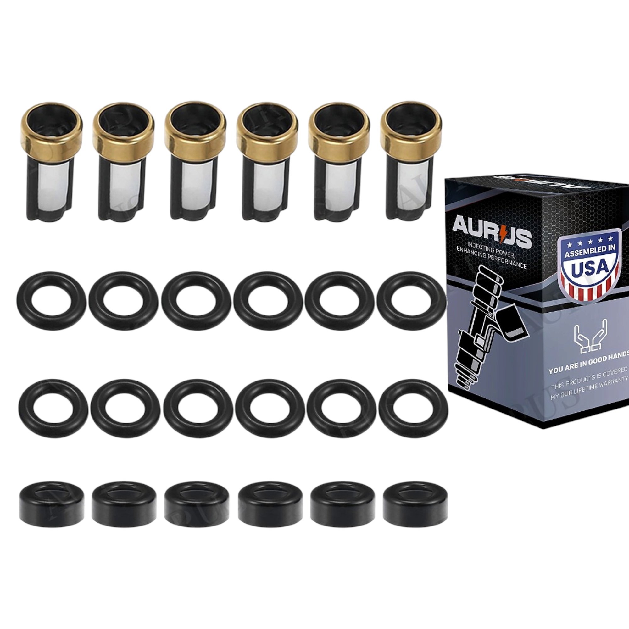 Aurus OEM Set of 6 Fuel Injector Repair Kits for 2008-2015 Infinity G37 3.7L V6 cyl. 297500-0950
