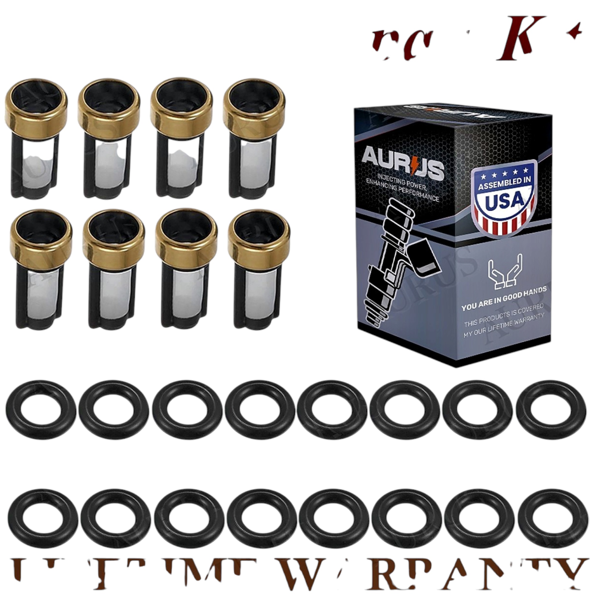 Aurus OEM Set of 8 Fuel Injector Repair Kits for 2002 2003 BMW 745i 745Li 4.4L V8 7506924