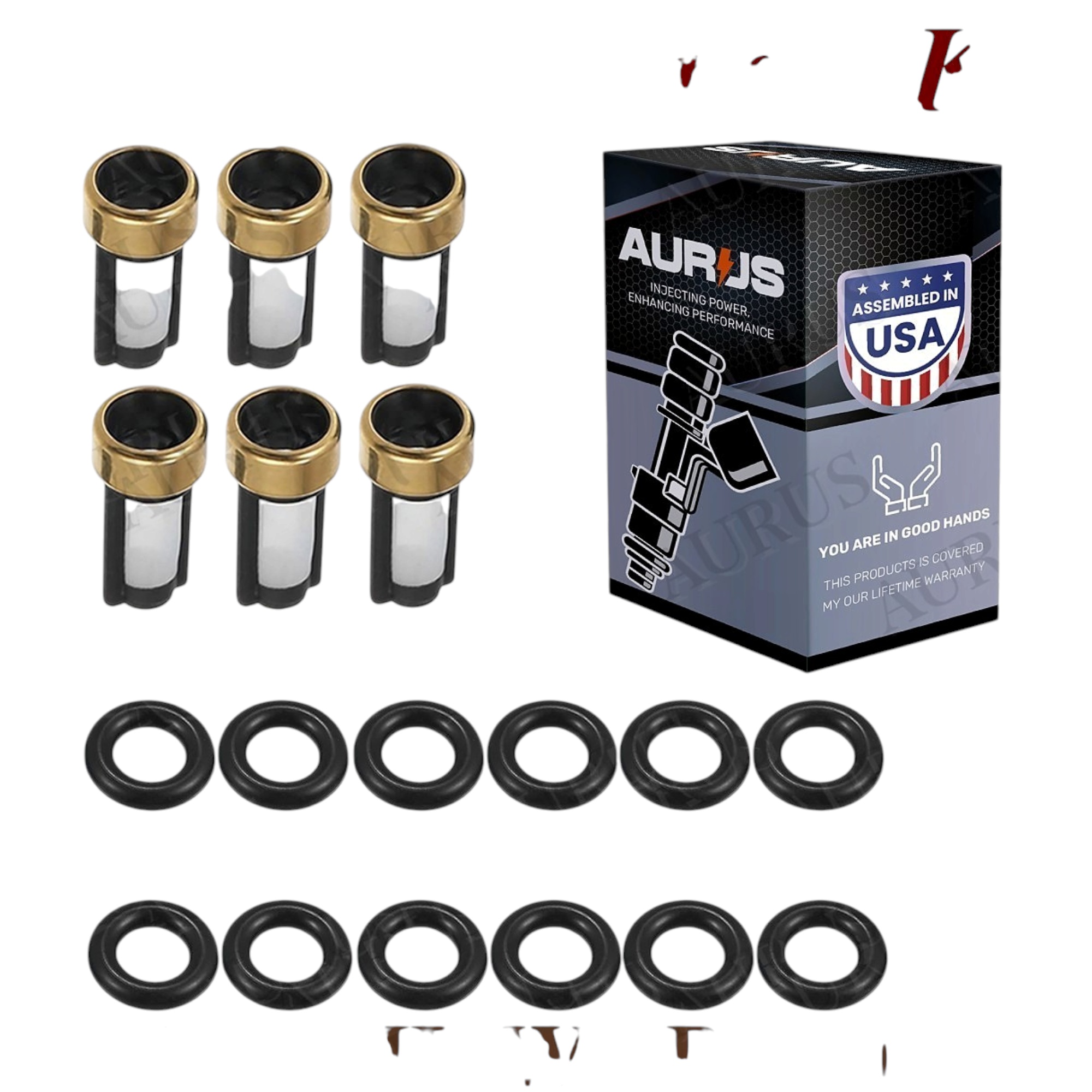 Aurus OEM Set of 6 Fuel Injector Repair Kits for 1985 1986-1988 Chevrolet Camaro 2.8L 17089569