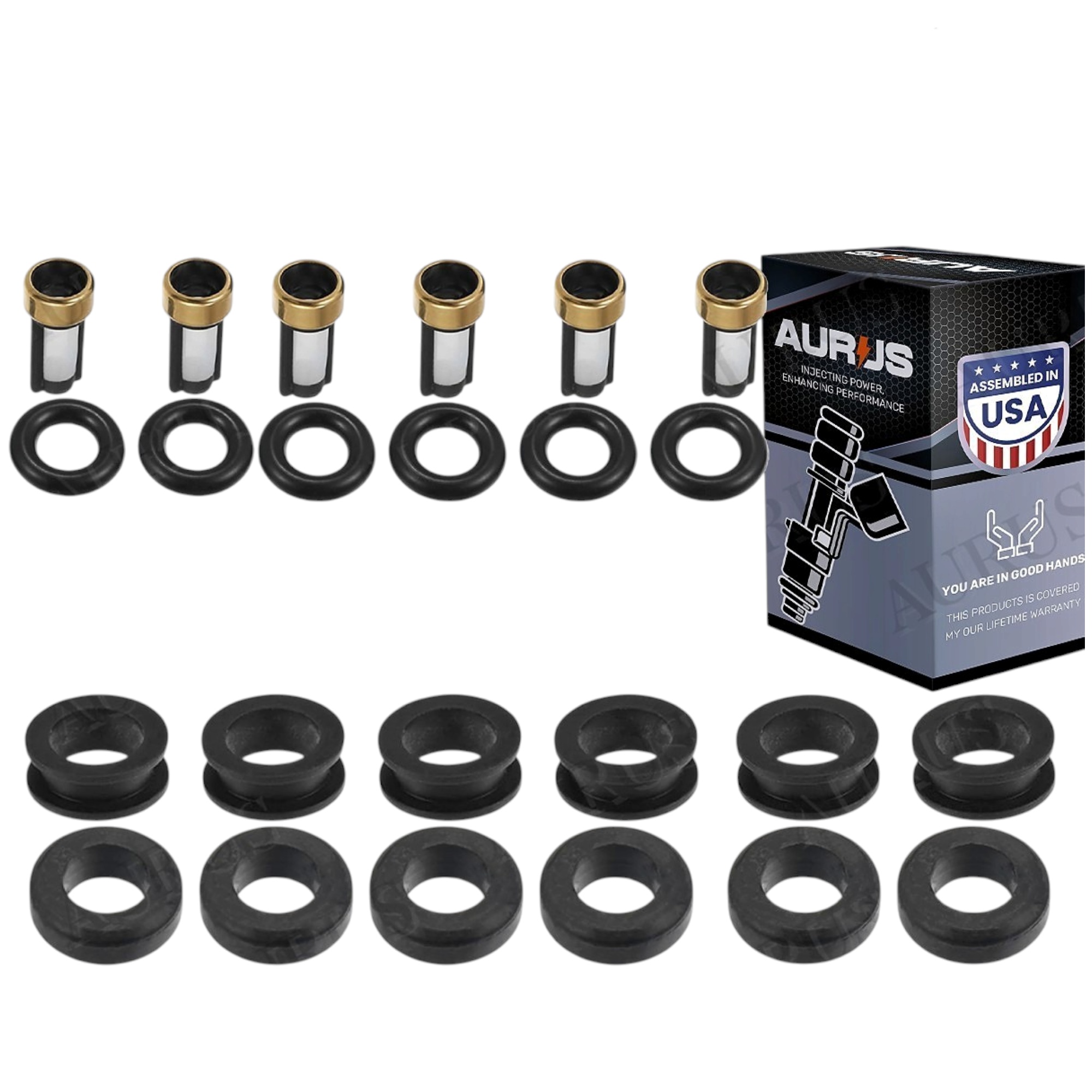 Aurus OEM Set of 6 Fuel Injector Repair Kits for 2001-2005 Chrysler Sebring 3.0L 2.7L INP-771