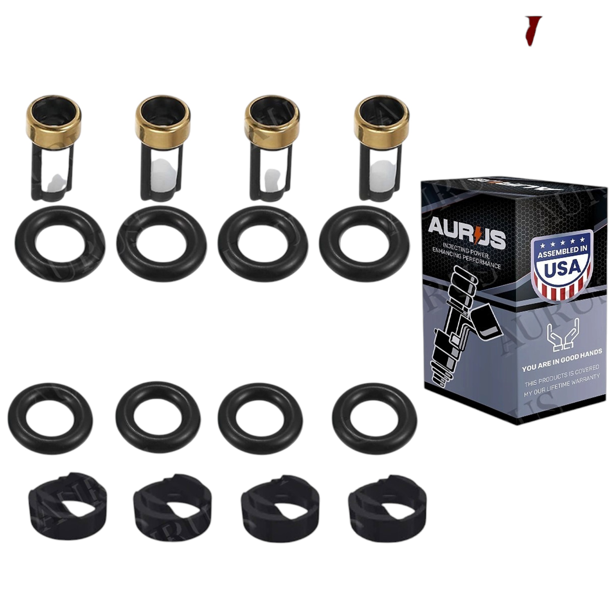 Aurus OEM Set of 4 Fuel Injectors Repairs Kits for 2010 2011 2012 2013 2014 Nissan Frontier 2.5L 16600-EA00A