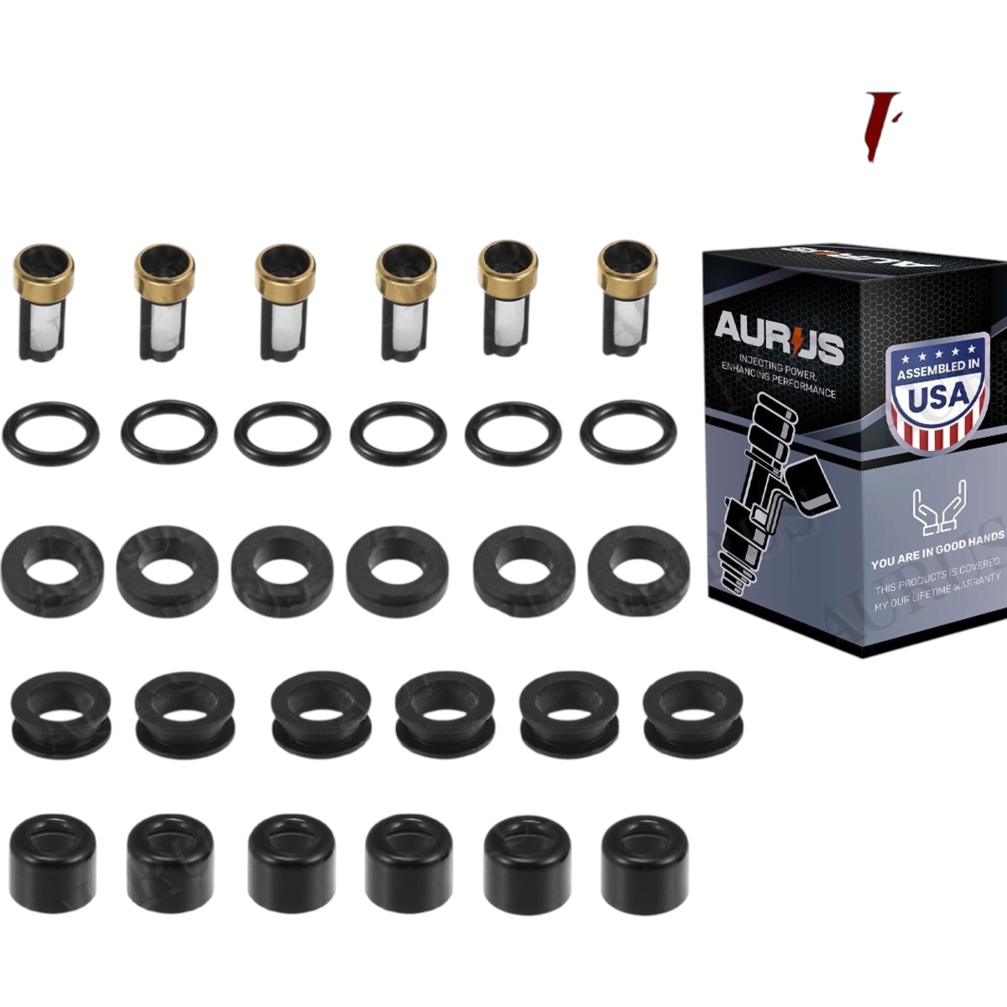 Aurus OEM Set of 6 Fuel Injector Repair Kits for 1993-1997 Toyota Land Cruiser FZJ80 4.5L I6 23250-66010