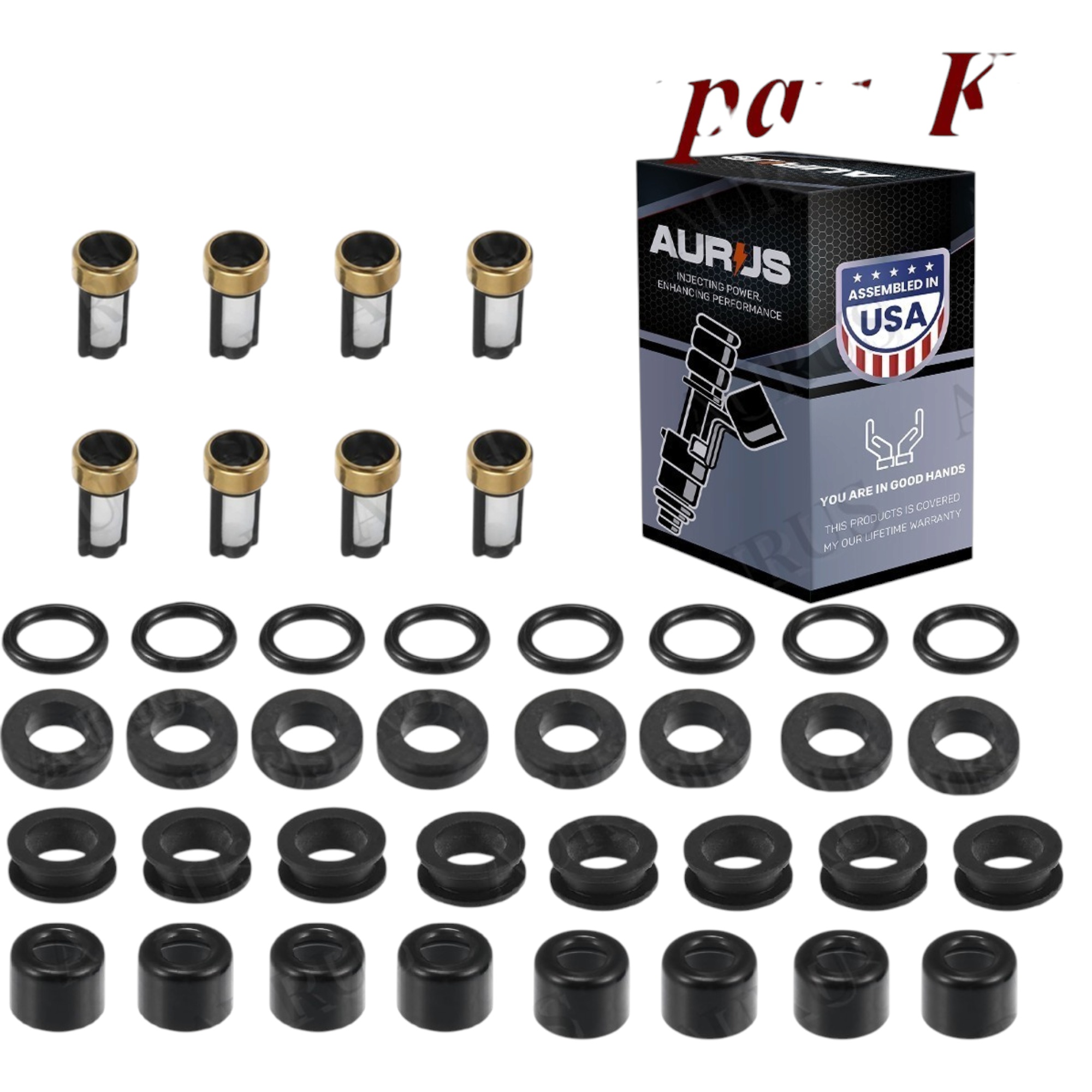 Aurus OEM Set of 8 Fuel Injector Repair Kits for 1993-1997 Toyota Land Cruiser FZJ80 4.5L I6 23250-66010