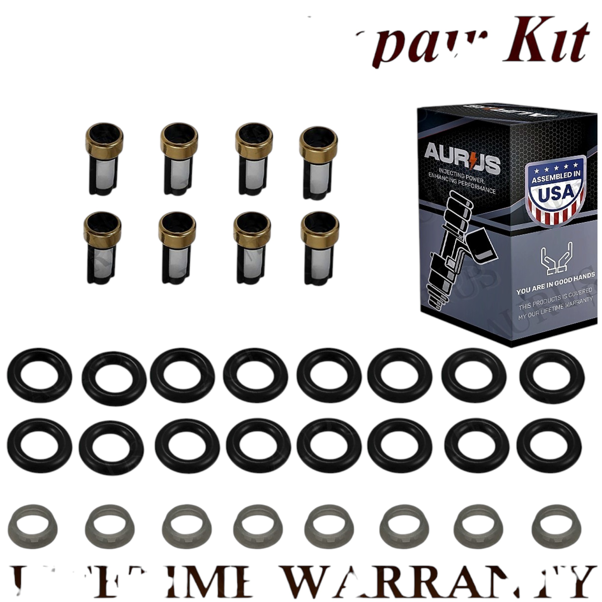 Aurus OEM Set of 8 Fuel Injector Repair Kits for 1999-2004 Land Rover Range 4.6L 4.0L 0280155787