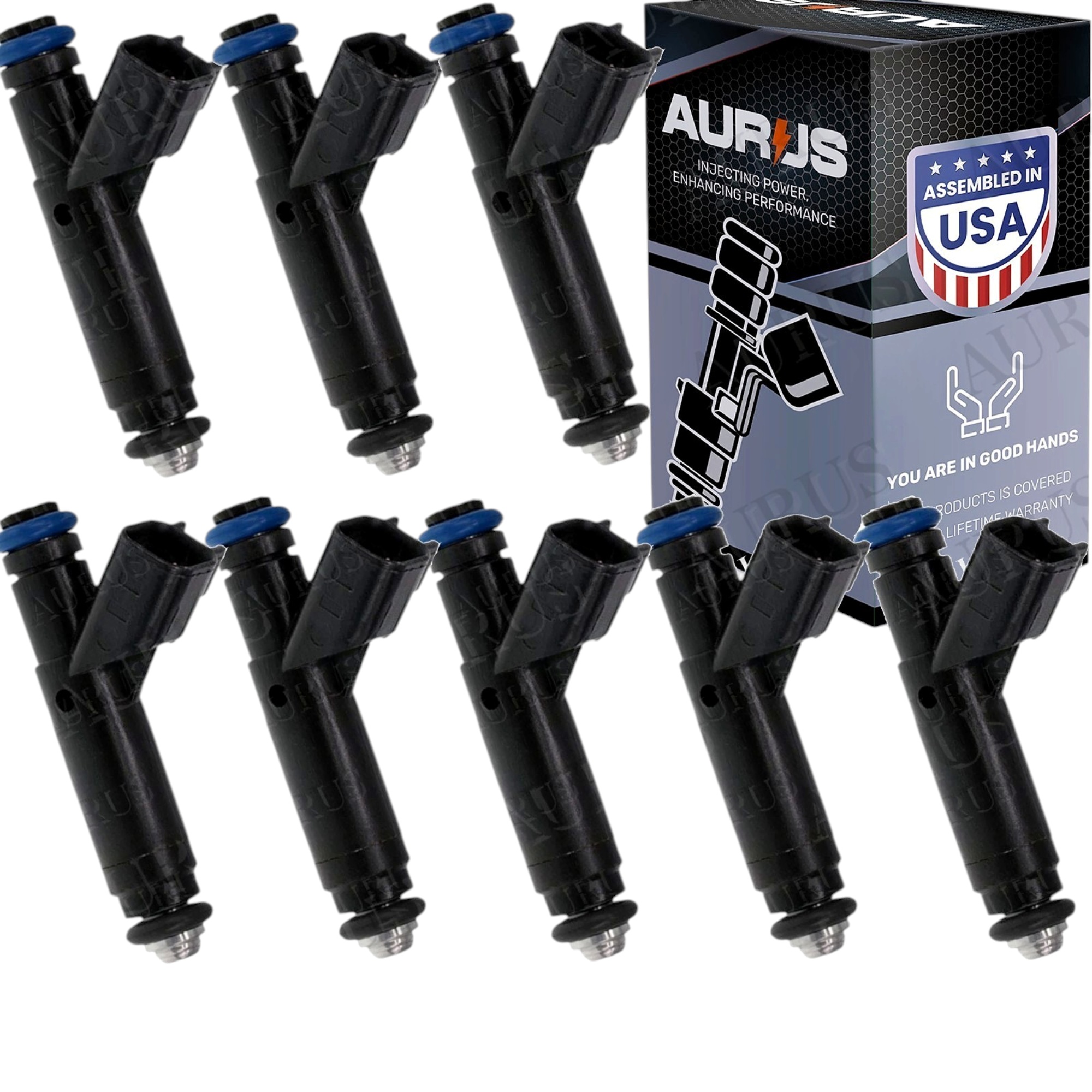 Aurus OEM Set of 8 Fuel Injectors for 2000-2003 Dodge Ram 1500 Van 2500 3500 5.2L 1F2E-B4A