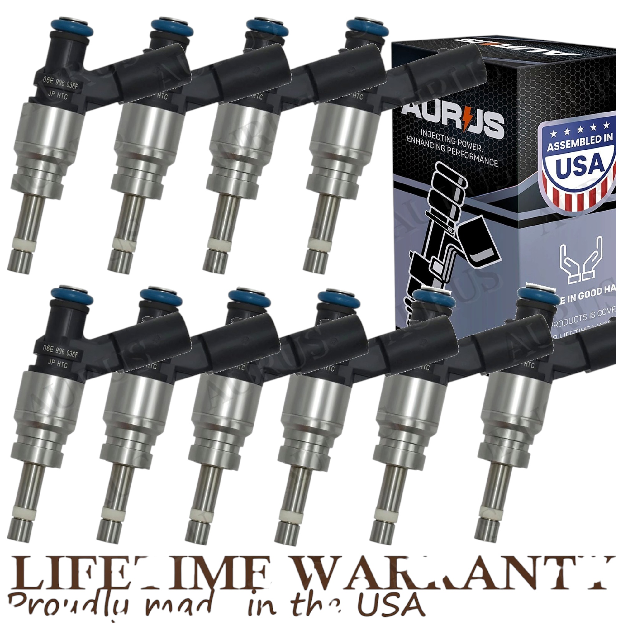 Aurus OEM New Set of 10 Fuel Injectors for 2007-2011 Audi S6 S8 5.2L V10 06E906036F