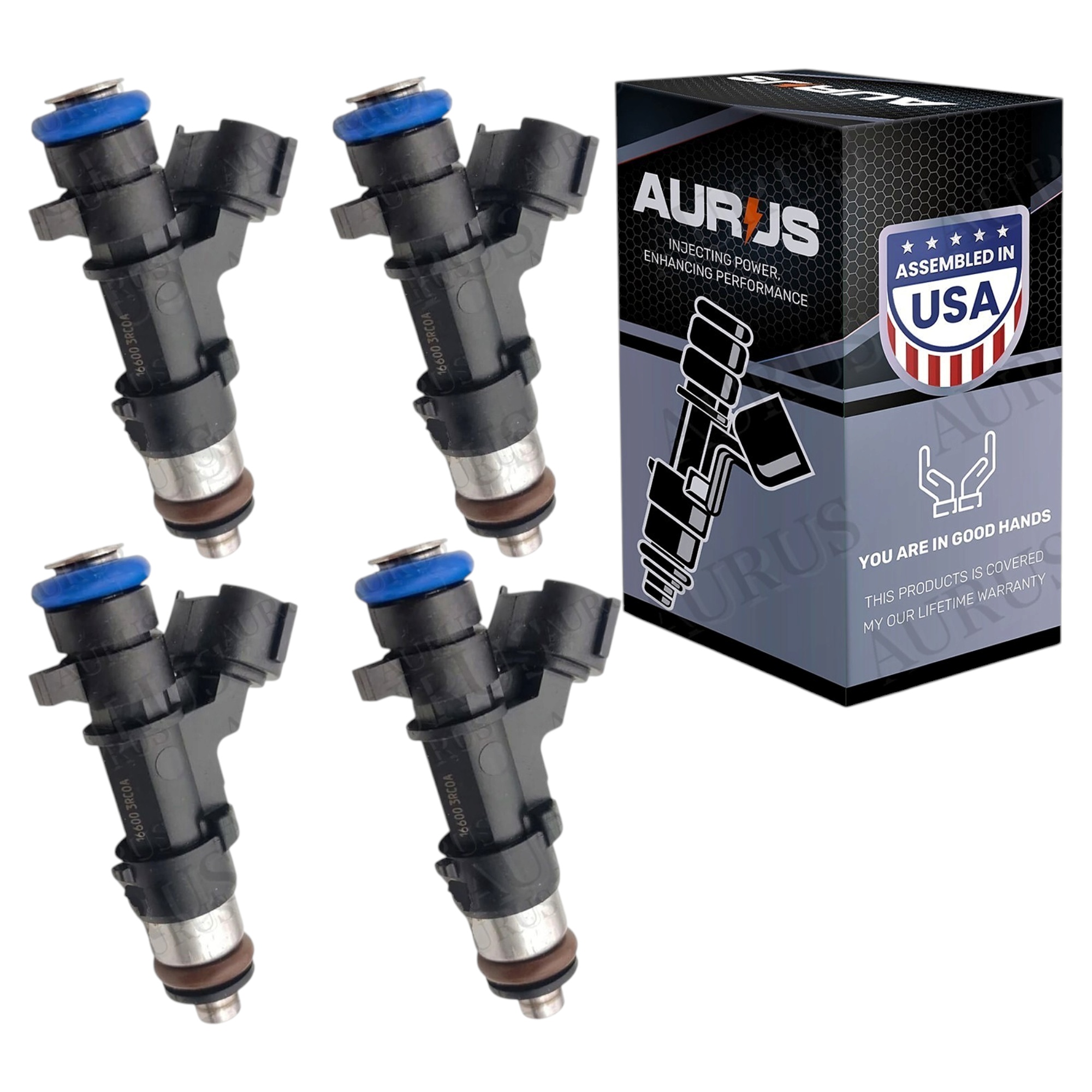 Aurus OEM Set of 4 Fuel Injectors for 2013-2019 Nissan Sentra 1.8L 0280158296 16600-3RC0A