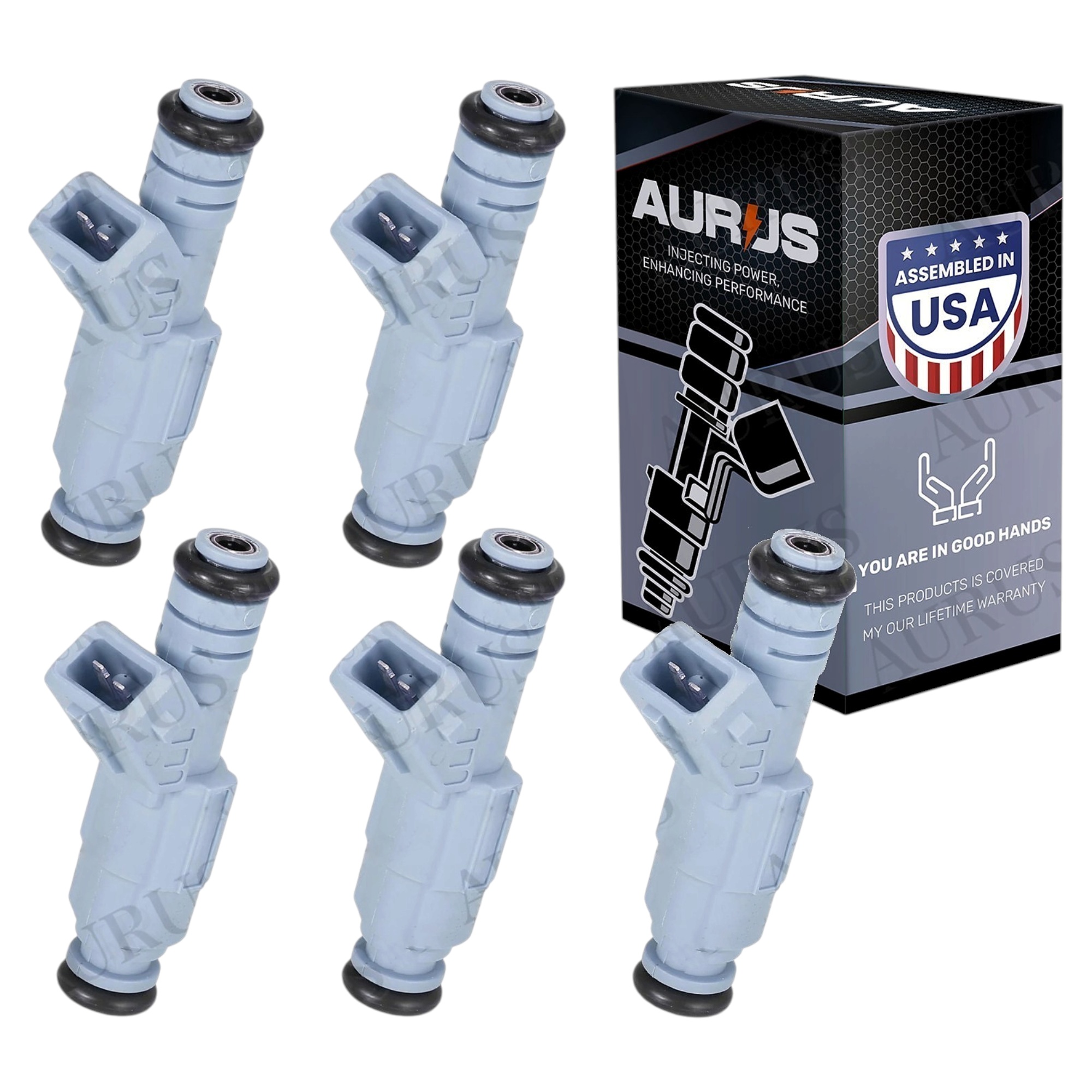 Aurus OEM Set of 5 Fuel Injectors Set for 1999-2006 Volvo C70 V70 S60 S80 2.3L 2.5L I5 0280155830