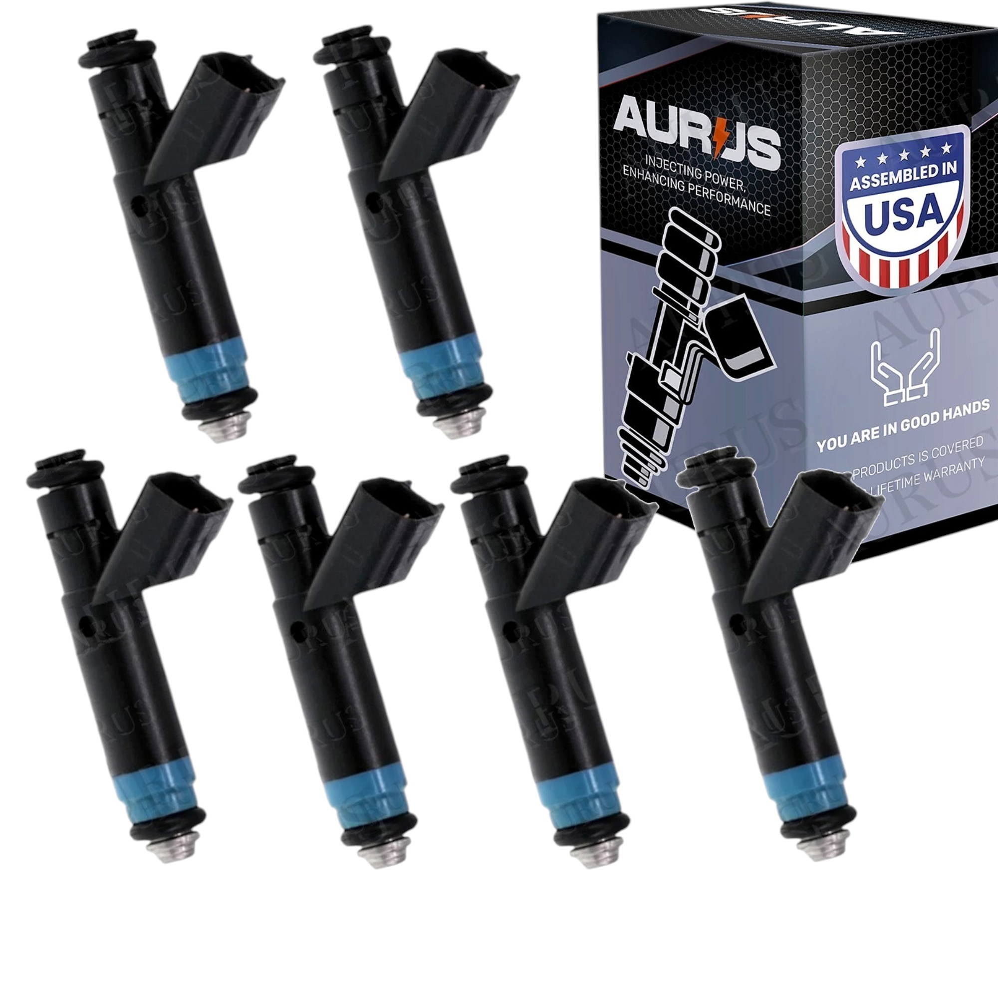 Aurus OEM Set of 6 Fuel Injectors for 1999-2004 Jeep Grand Cherokee Wrangler TJ 04854181