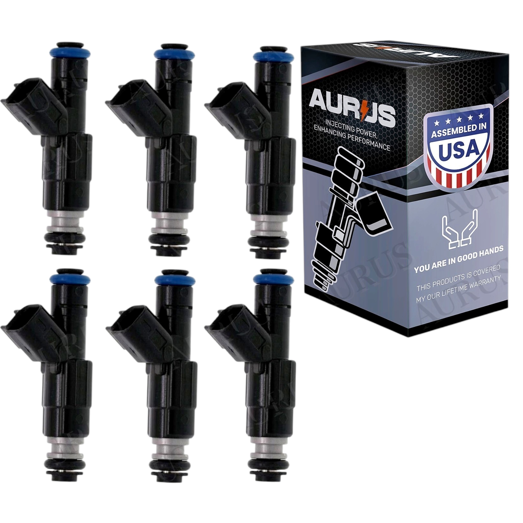 Aurus OEM Set of 6 Fuel Injectors for 1999-2004 Jeep Grand Cherokee TJ Wrangler 4.0L I6 0280155784 — view 1