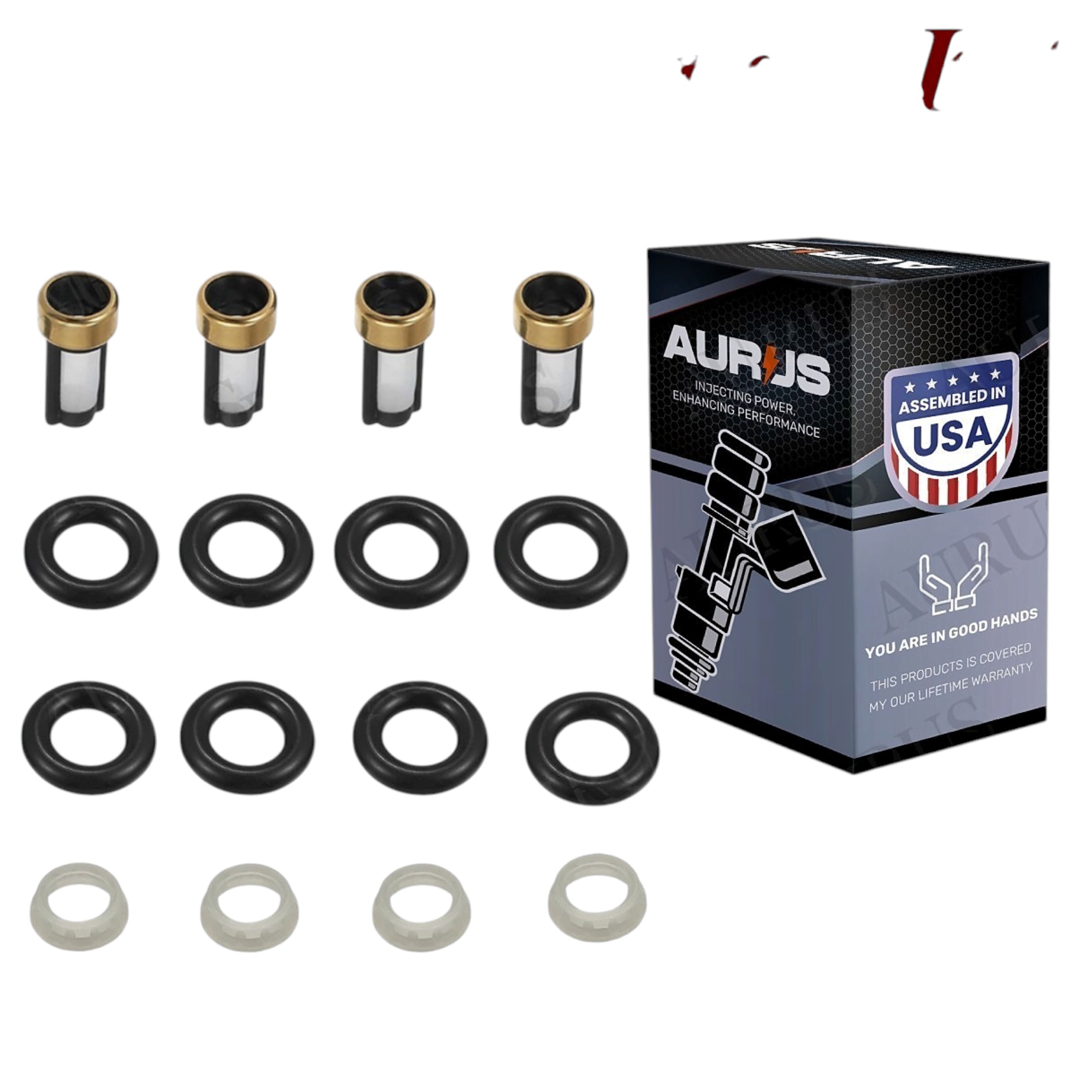 Aurus OEM Set of 4 Fuel Injector Repair Kits for 2006-2010 Kia Optima Rondo Hyundai Sonata 2.4L I4 35310-25200