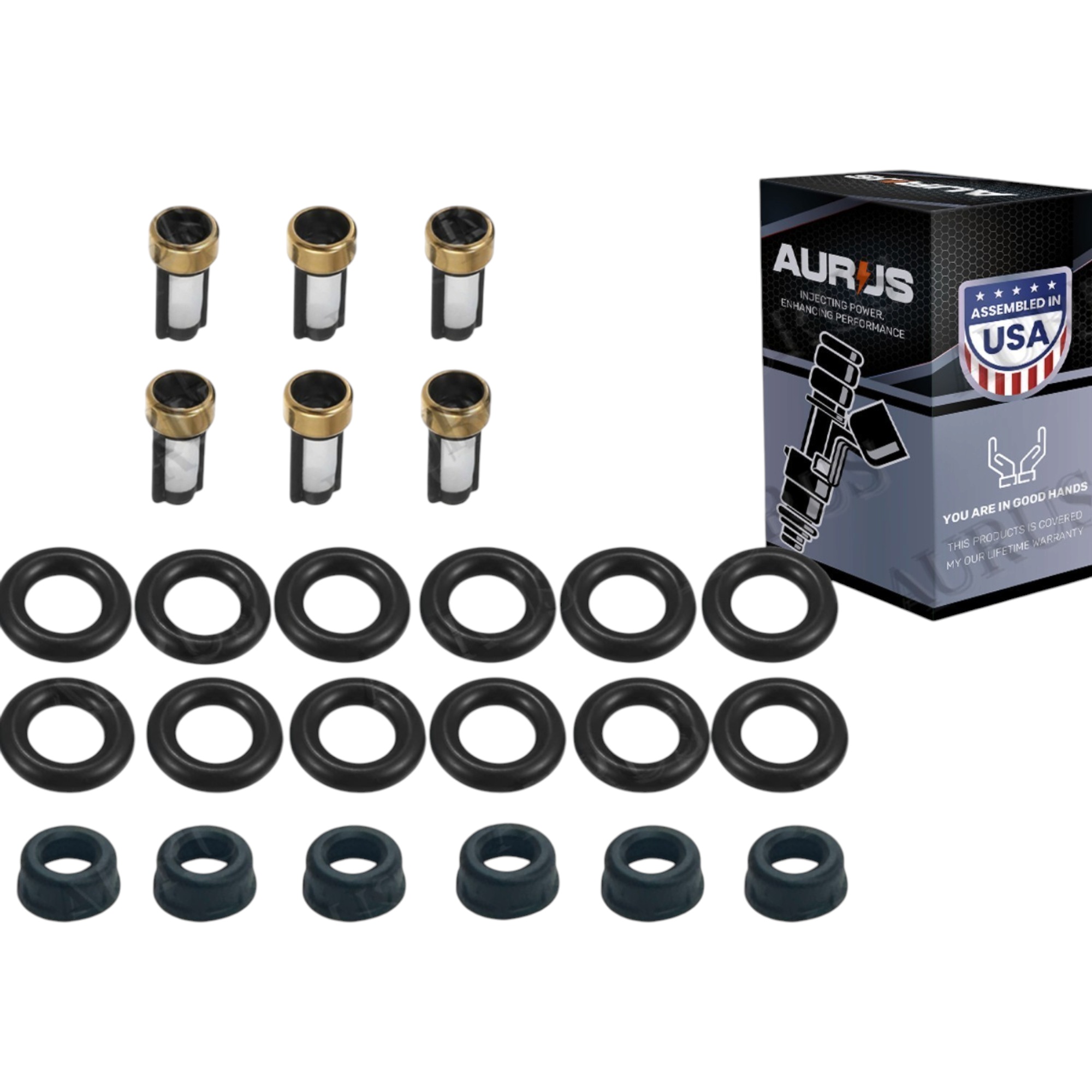 Aurus OEM Set of 6 Fuel Injector Repair Kits for 2002-2008 JAGUAR X-TYPE 2.5L 3.0L V6 1X43-AB