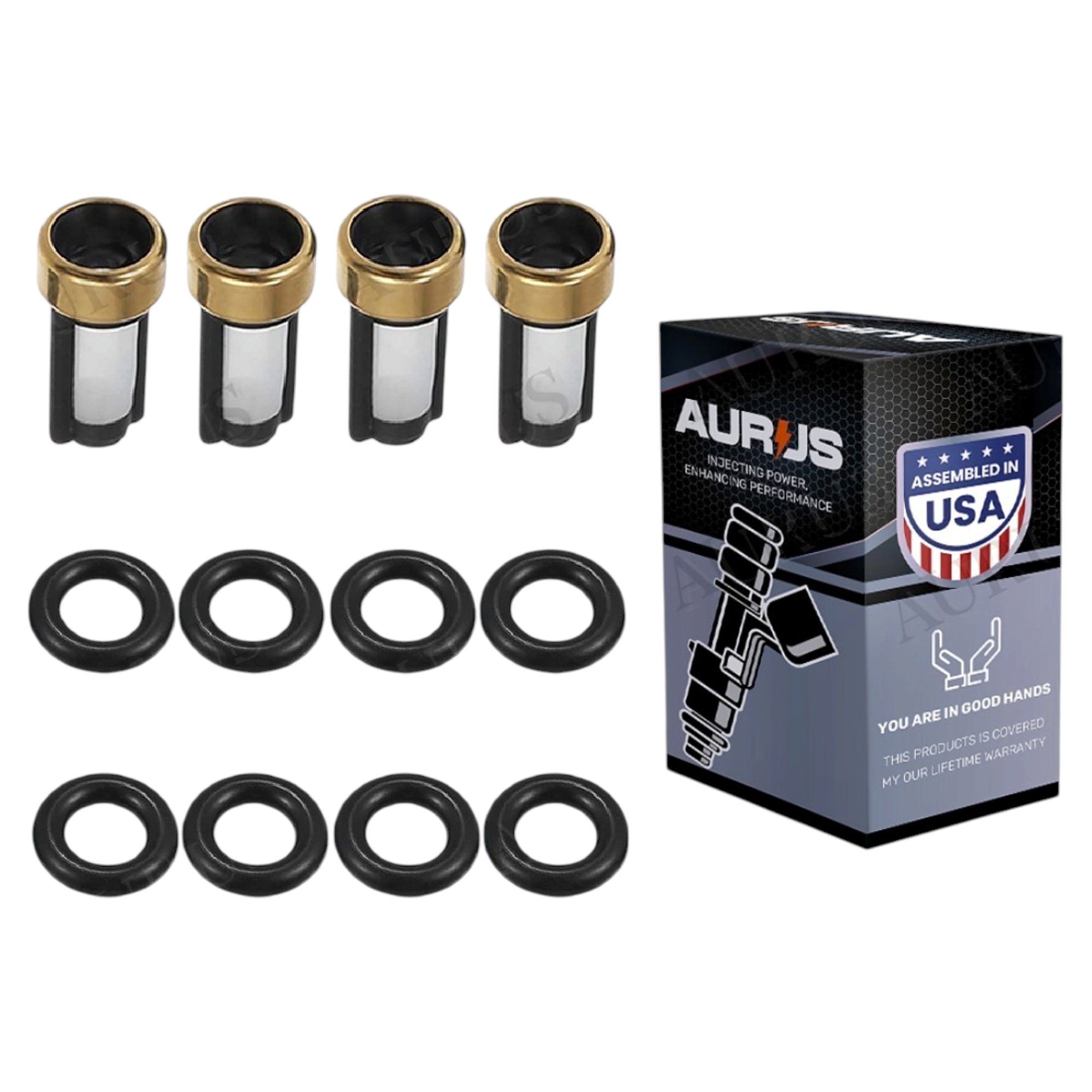 Aurus OEM Set of 4 Fuel Injector Repair Kits For 2001-2005 Kia Rio 1.6L 1.5L I4 0K30E-13250