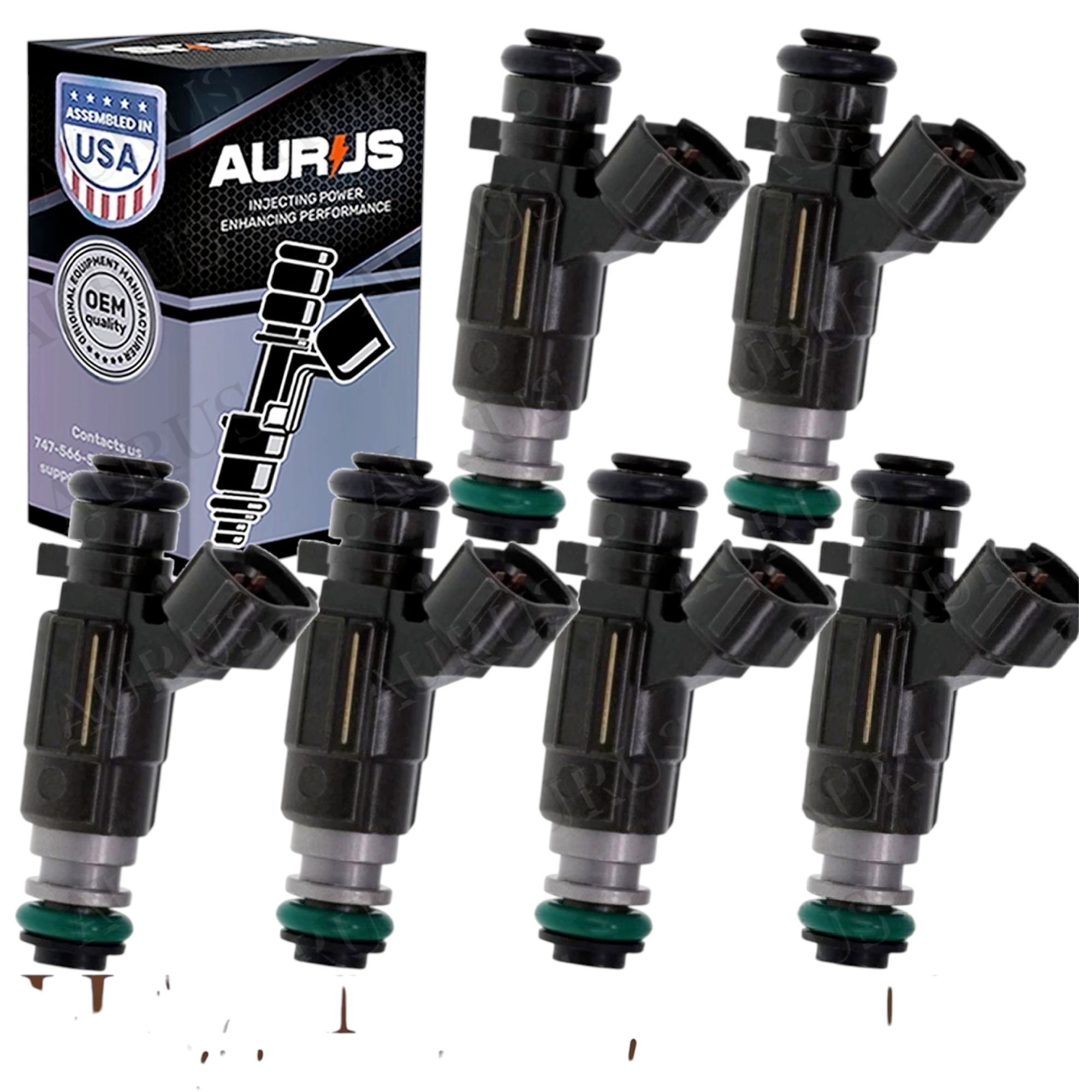 Aurus OEM Set of 6 Fuel Injectors for 2002 2003 2004 Nissan Infiniti 3.5L FBJC101 FBJC-101