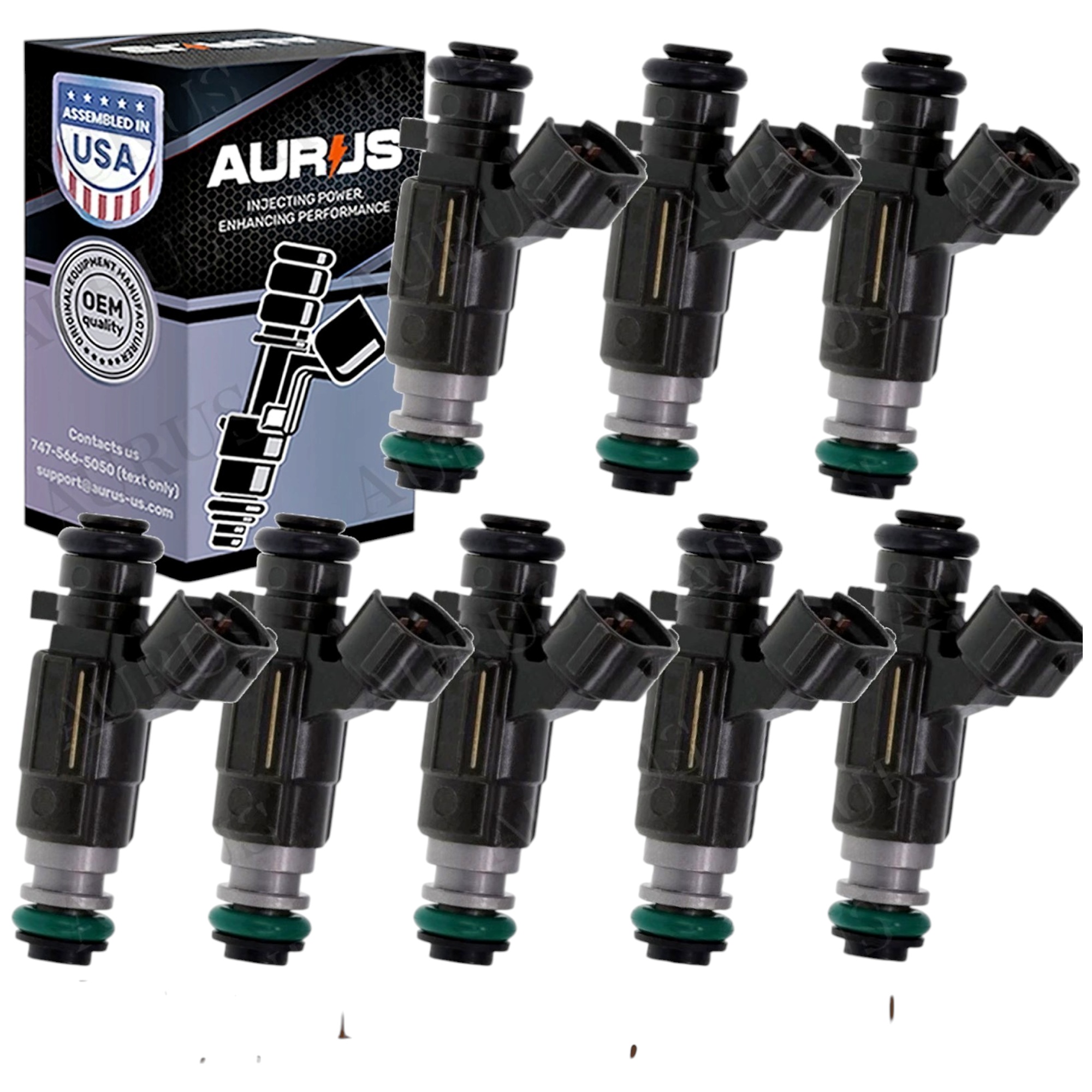Aurus OEM Set of 8 Fuel Injectors for 2003-2010 Infiniti FX45 M45 Q45 4.5L 8cyl FBJC-101