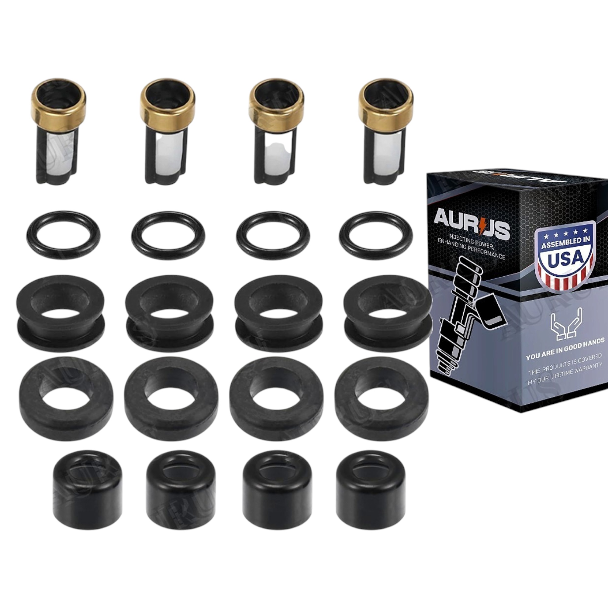 Aurus OEM Set of 4 Fuel Injector Repair Kits for 2003-2007 Kia Sportage Hyundai Elantra 2.0L I4 35310-23700