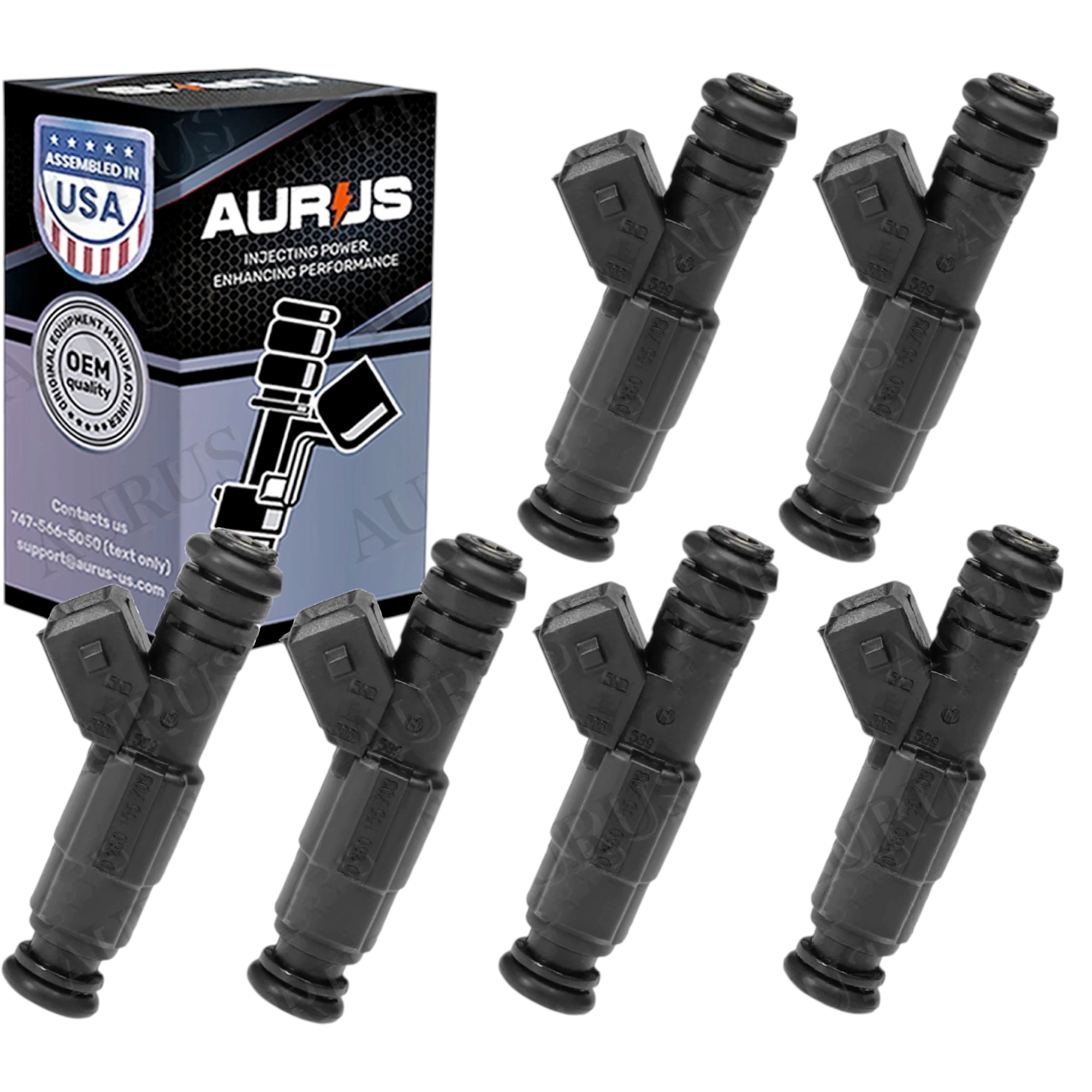 Aurus OEM Set of 6 Fuel Injectors for 1987-1998 Jeep Grand Cherokee TJ Wrangler Wagoneer I6 0280155703